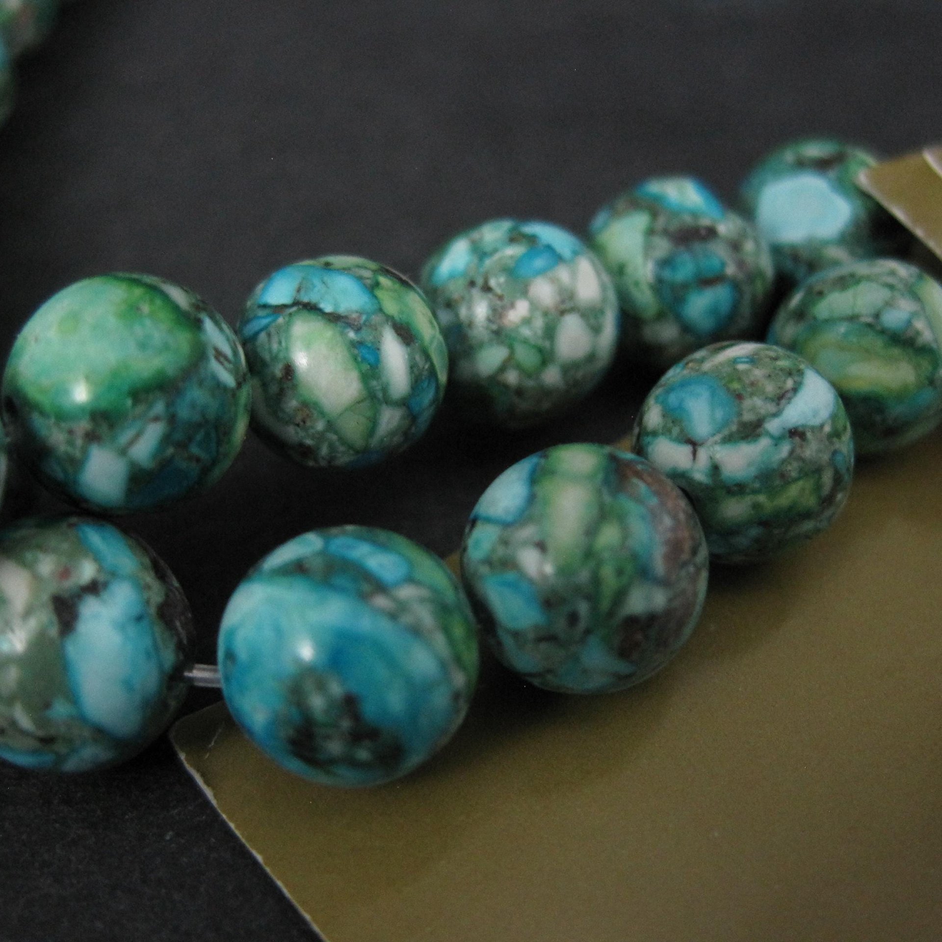 Reconstituted Turquoise Patchwork Beads 8mm