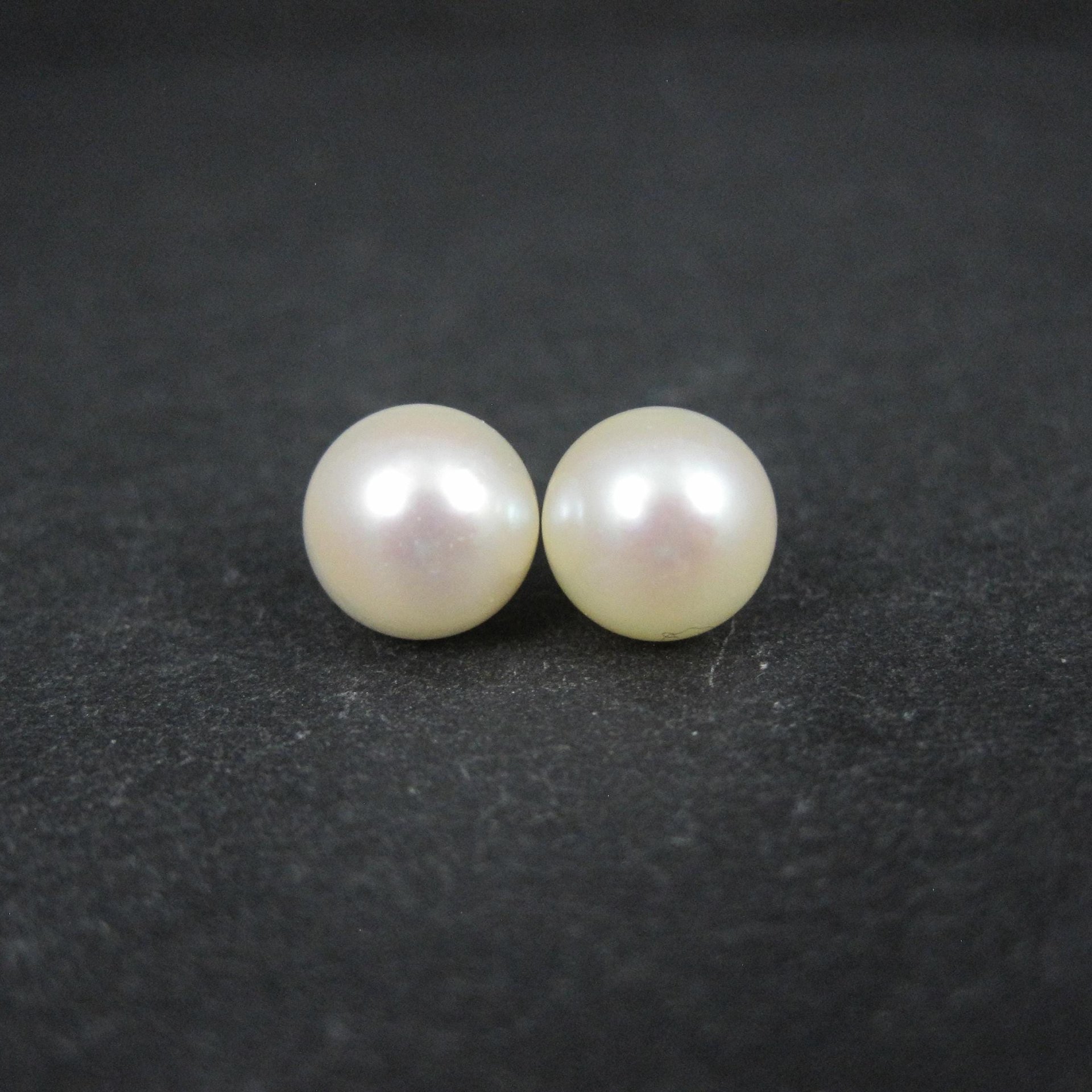 14K 8mm Cultured Akoya Pearl Stud Earrings New Old Stock