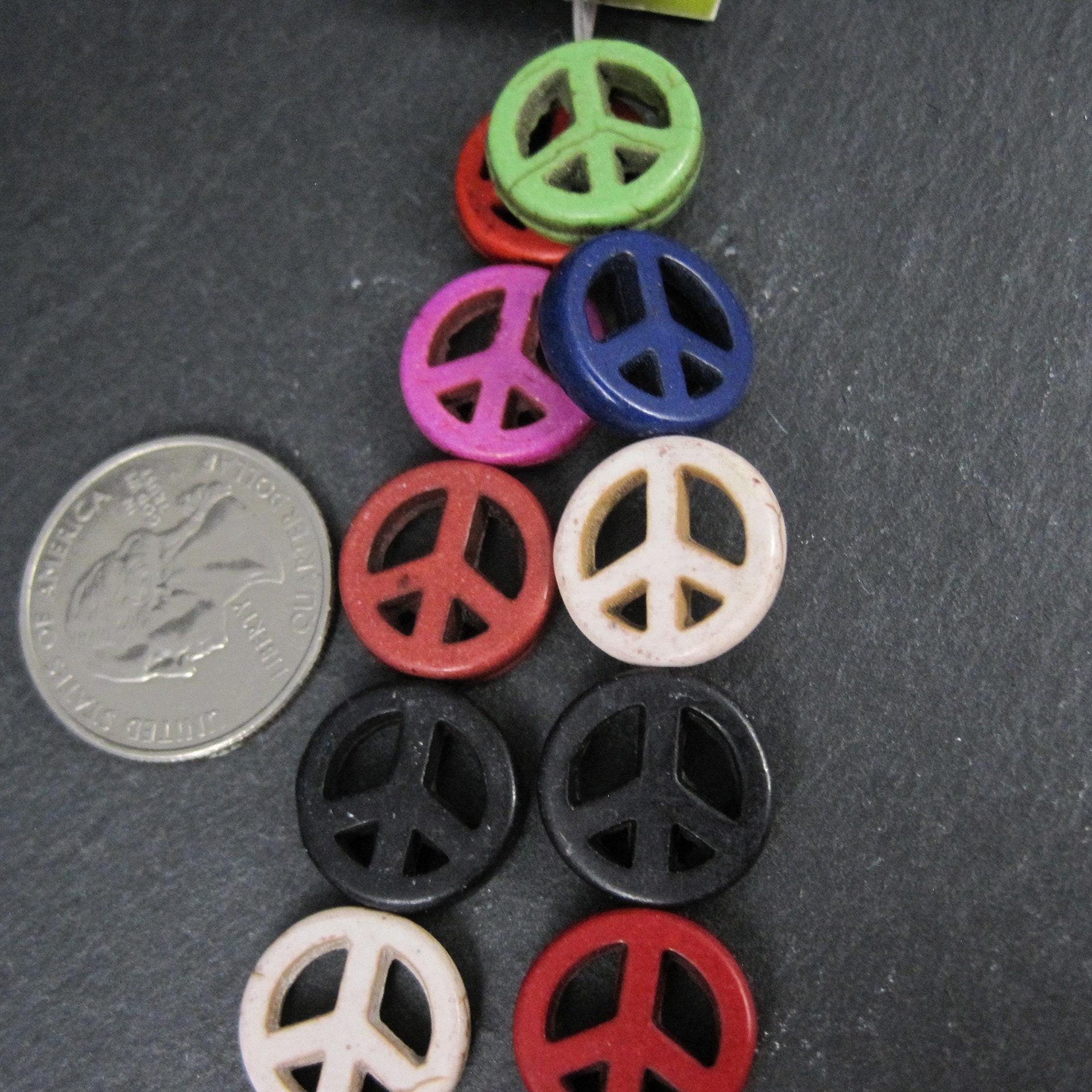 15mm Peace Sign Beads Reconstituted Turquoise Bead Gallery