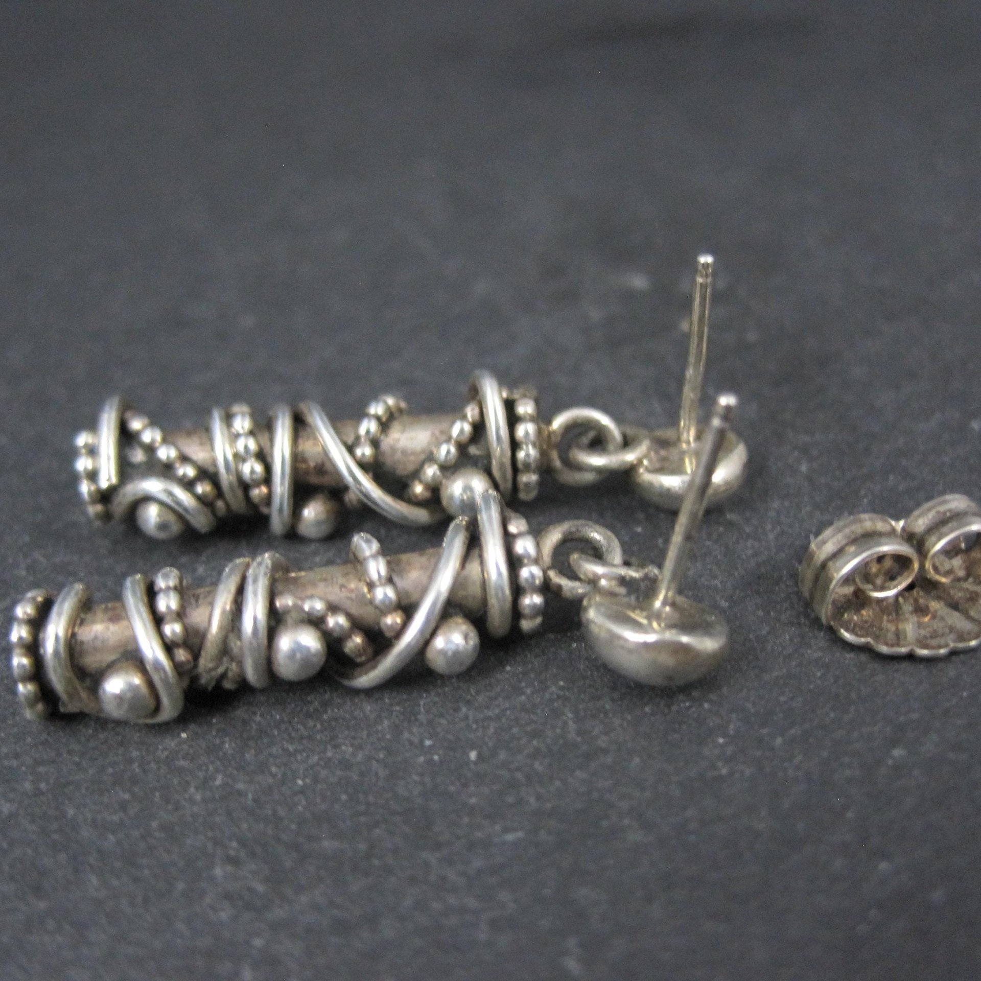 Southwestern Sterling Silver Twisted Wire Earrings Mod Contemporary