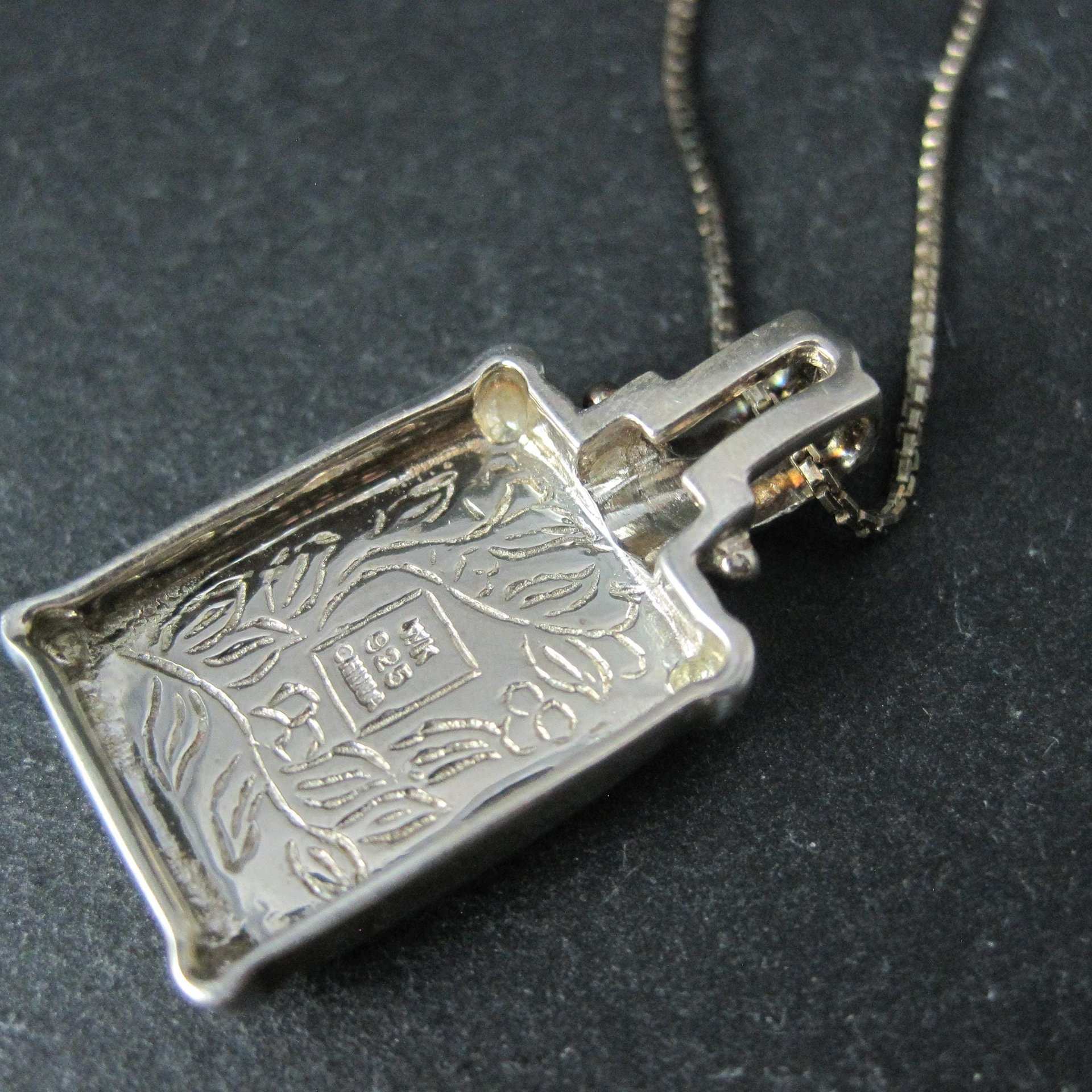 Sterling Silver Opal Malachite Inlay Pendant Necklace
