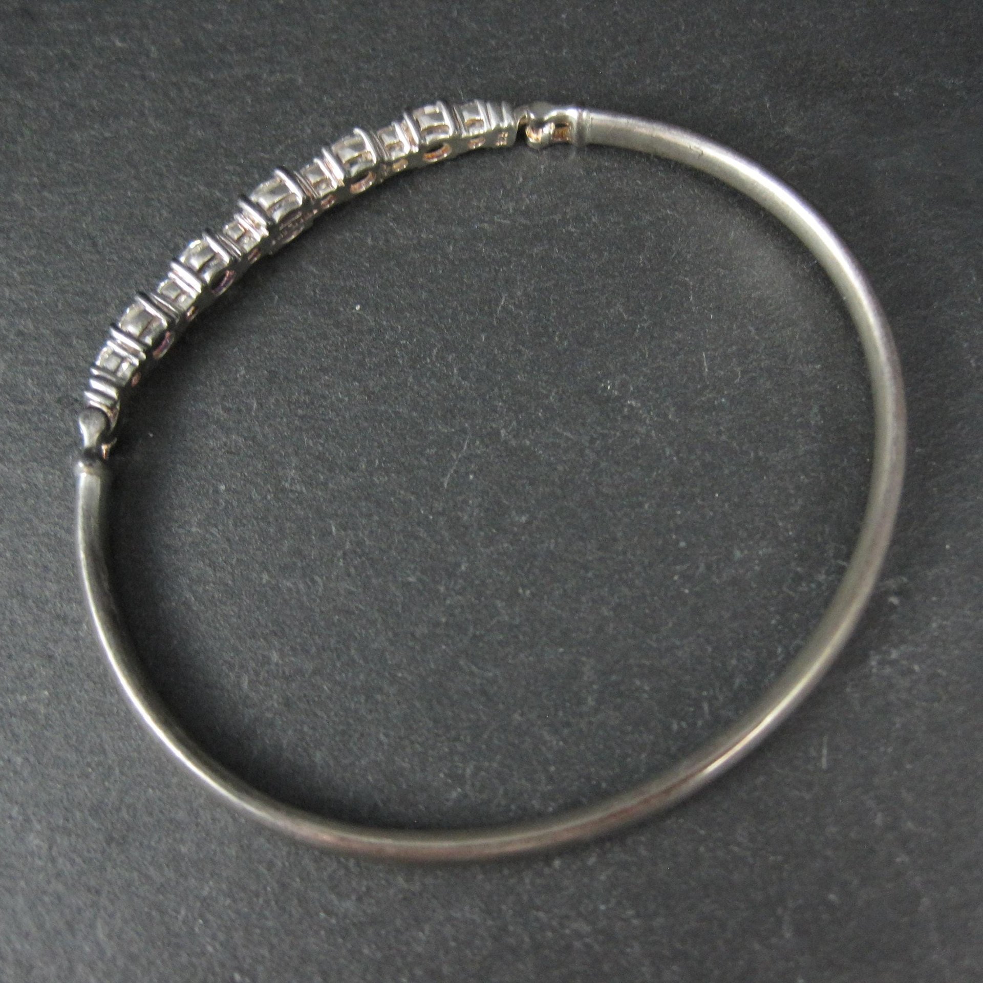 Sterling Silver Cubic Zirconia Bangle Bracelet 7 Inches