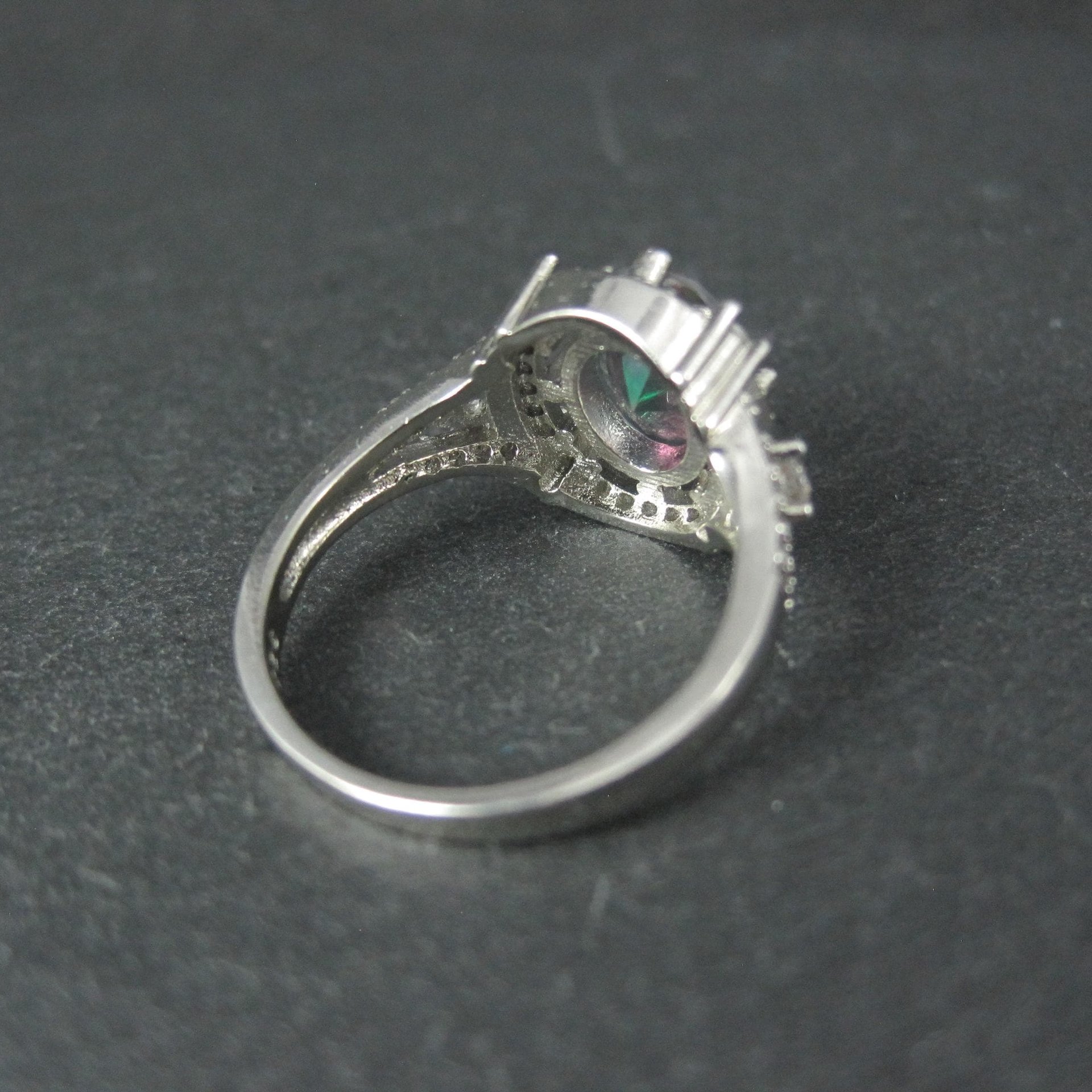 Estate Sterling Silver Mystic Topaz Cz Ring Size 7