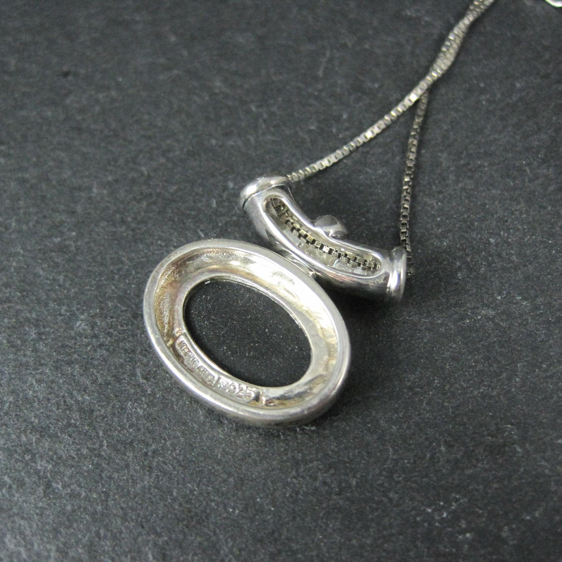 Sterling Mosaic Opal Inlay Pendant Necklace