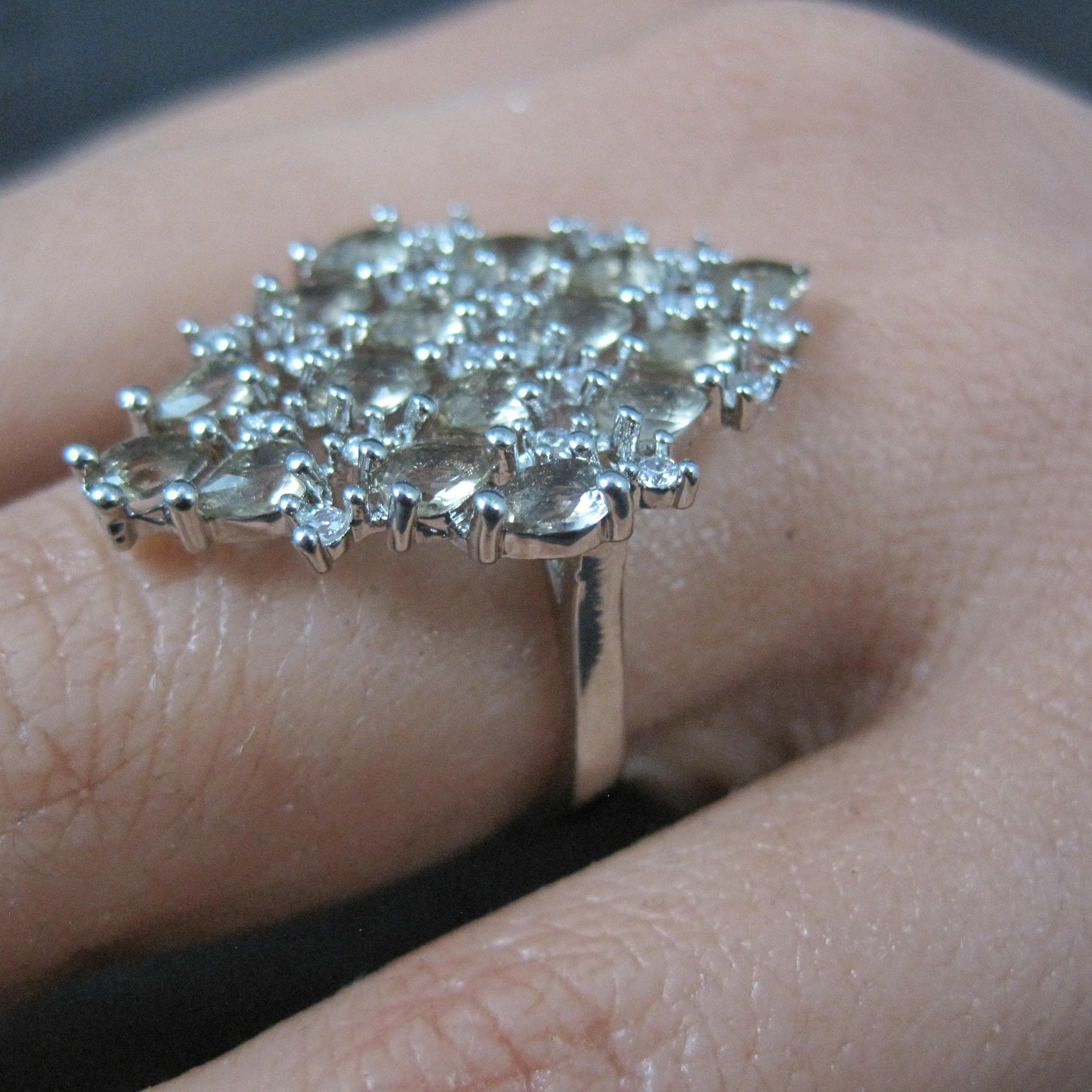 Estate Sterling Silver Smoky Cz Cocktail Ring Size 6