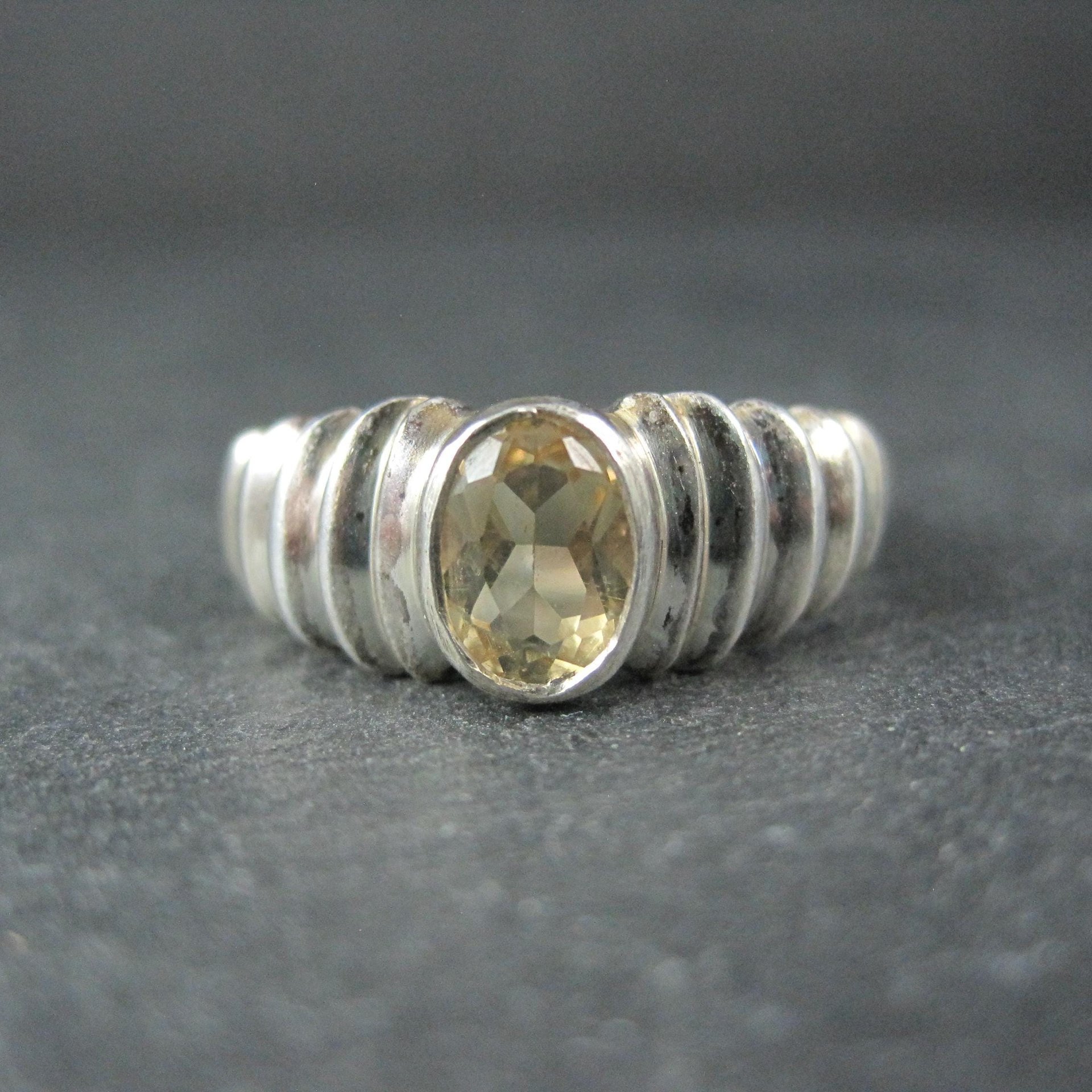 Sterling Silver Citrine Ring Size 7