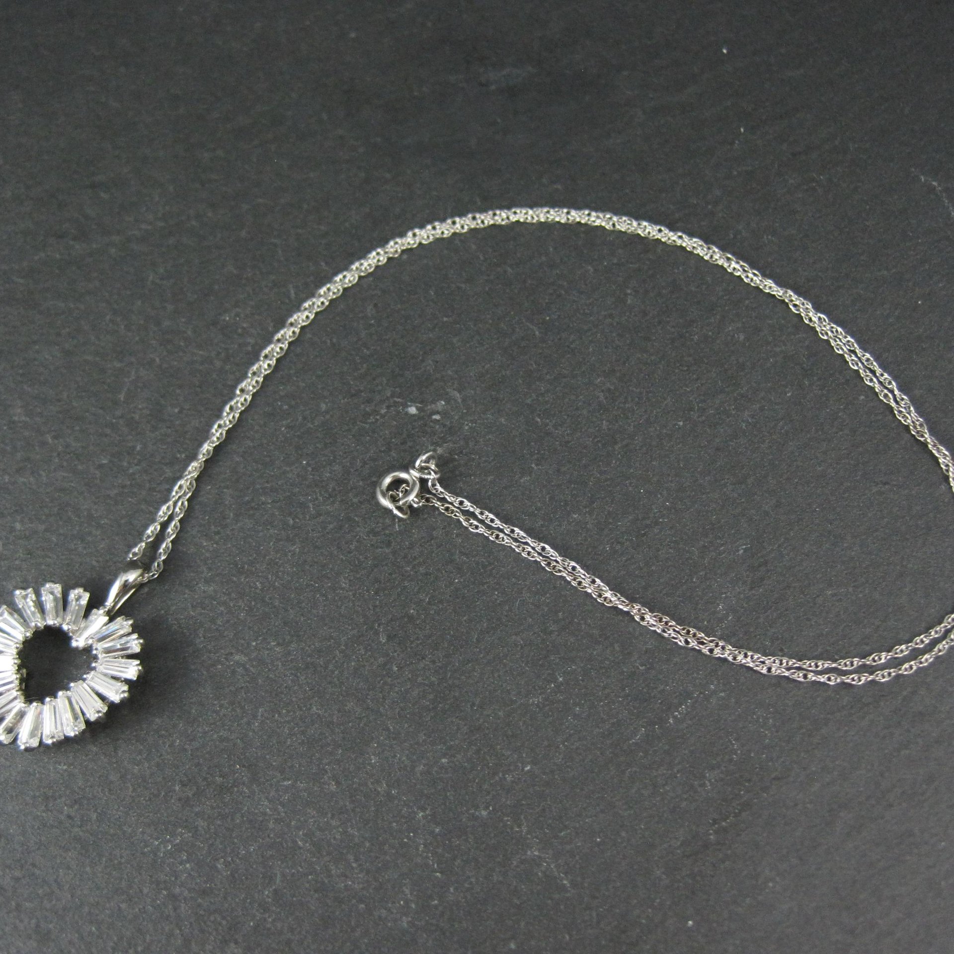 Sterling Silver Baguette Cz Heart Pendant Necklace Ross Simons