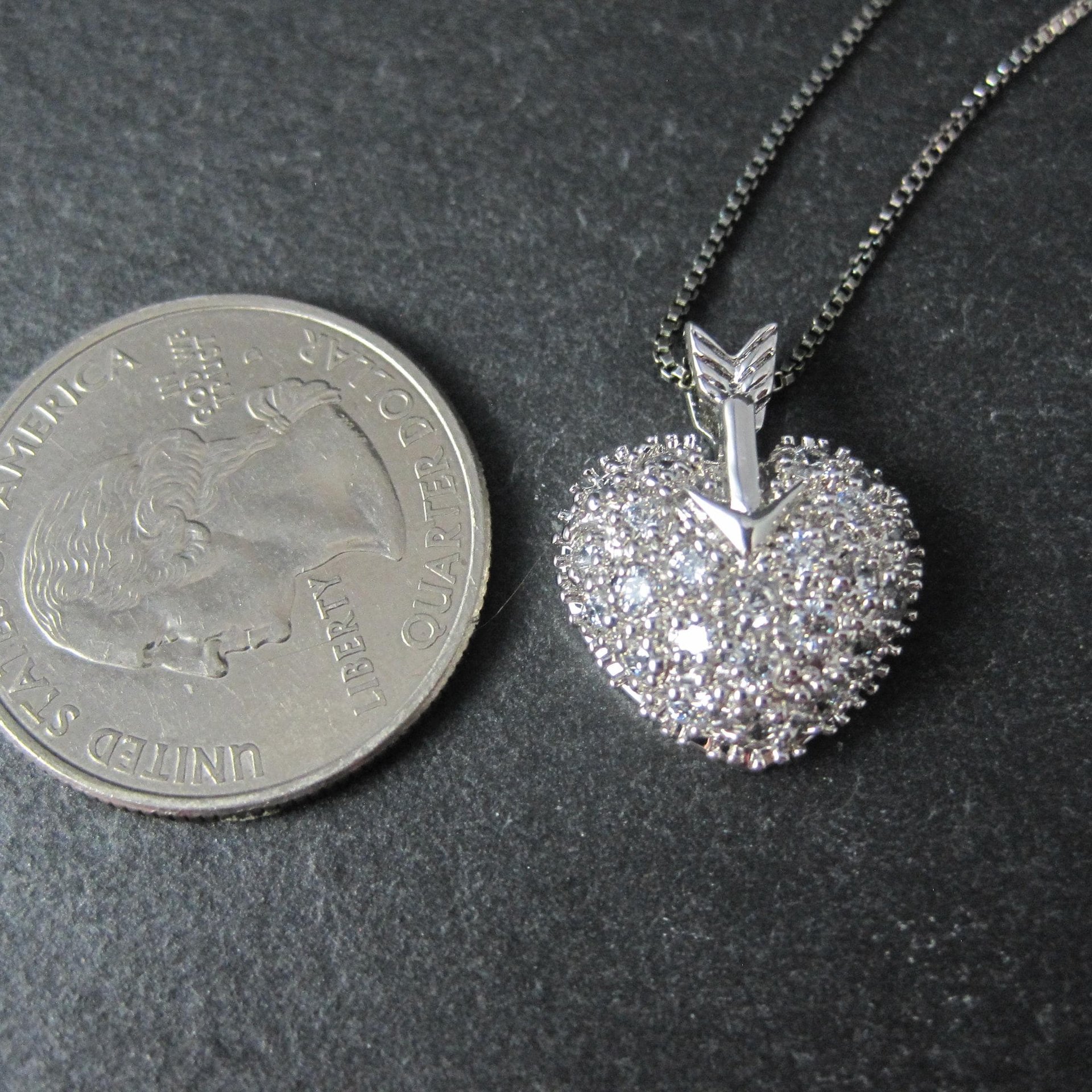 Sterling Silver Arrow Heart Pendant Necklace