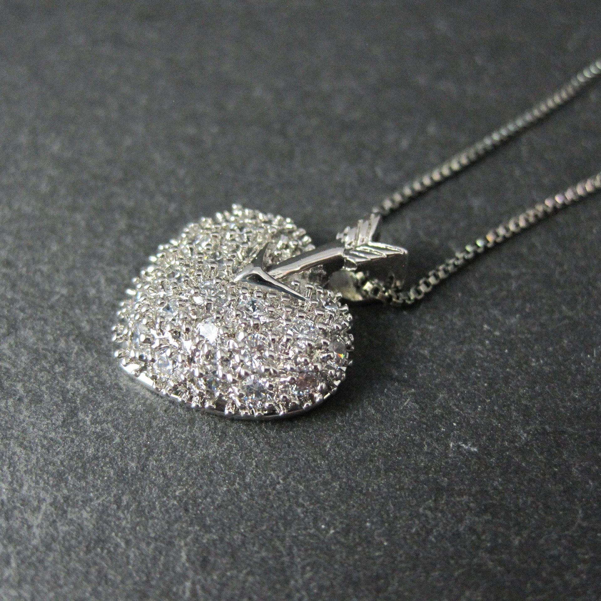 Sterling Silver Arrow Heart Pendant Necklace