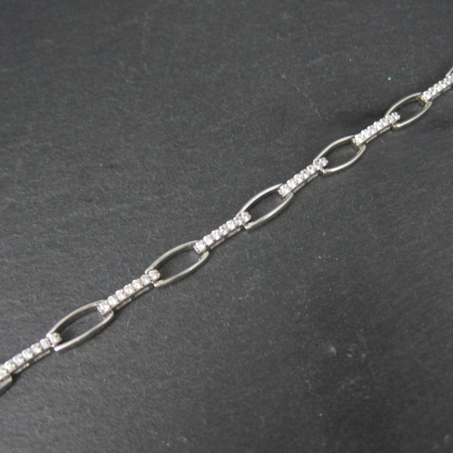 Sterling Silver Cz Link Bracelet 7-8 Inches