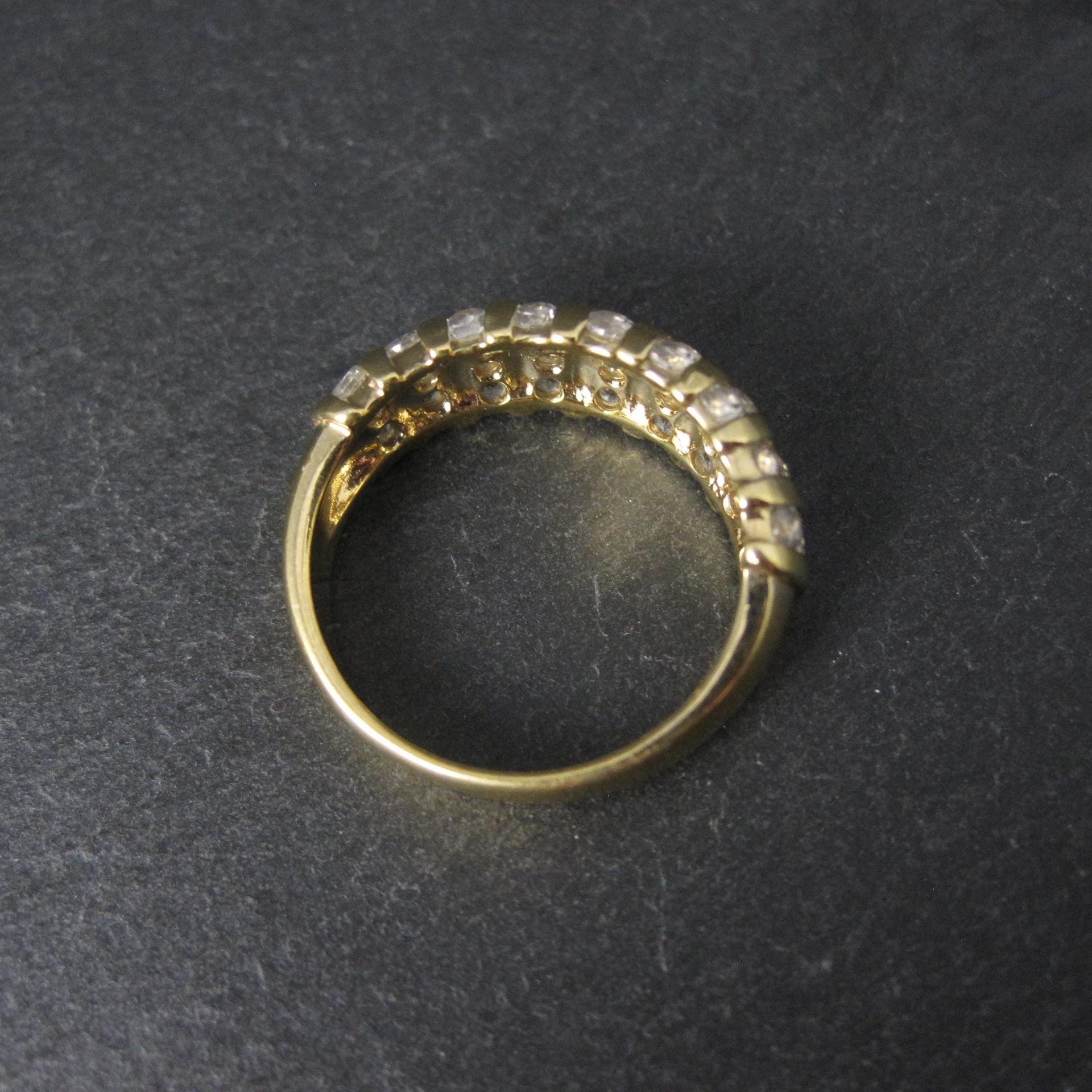 Vermeil Sterling Cz Dome Ring Size 8 Estate Jewelry