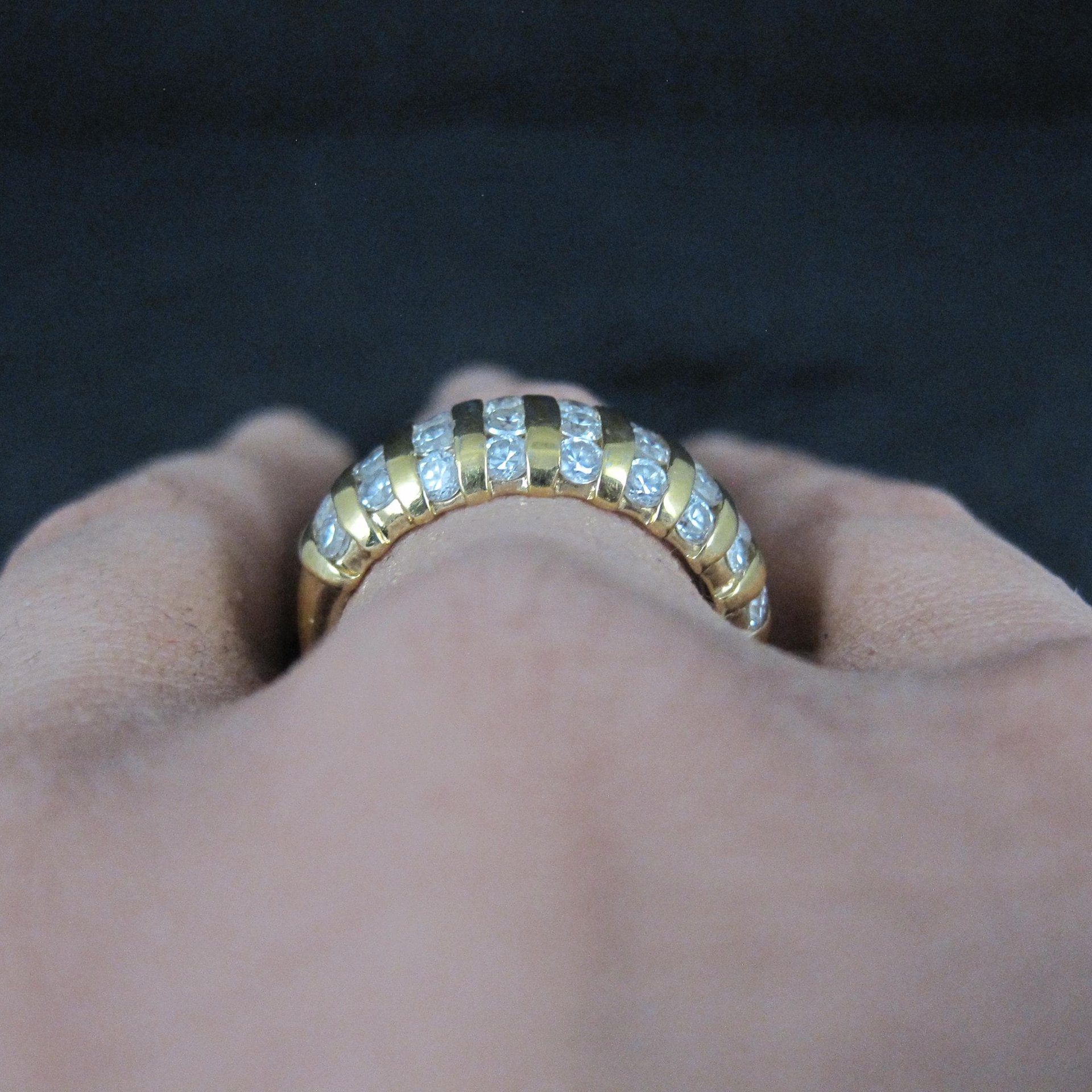 Vermeil Sterling Cz Dome Ring Size 8 Estate Jewelry