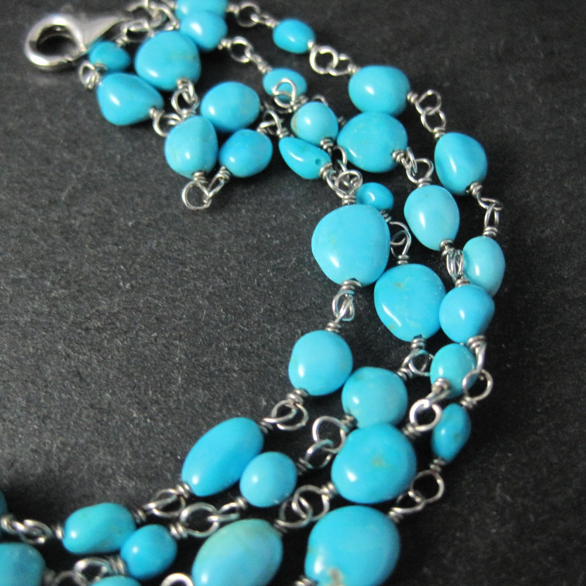 Sterling Silver 4 Strand Turquoise Bracelet