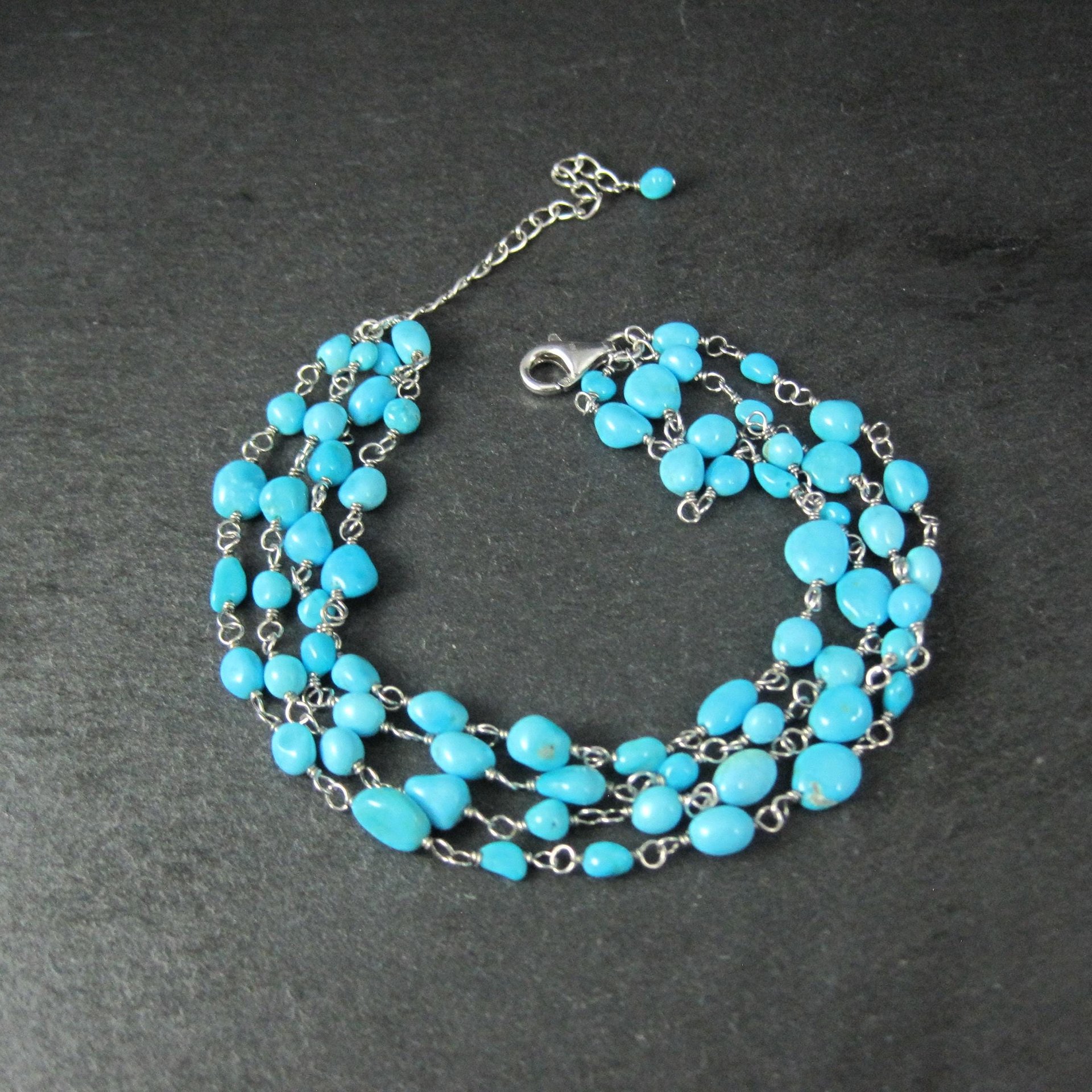 Sterling Silver 4 Strand Turquoise Bracelet