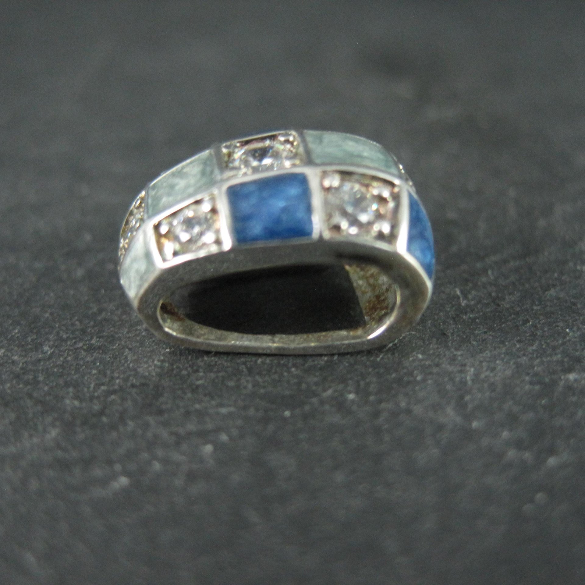 Sterling Silver Blue Enamel Diamonique Slider Pendant Ross Simons