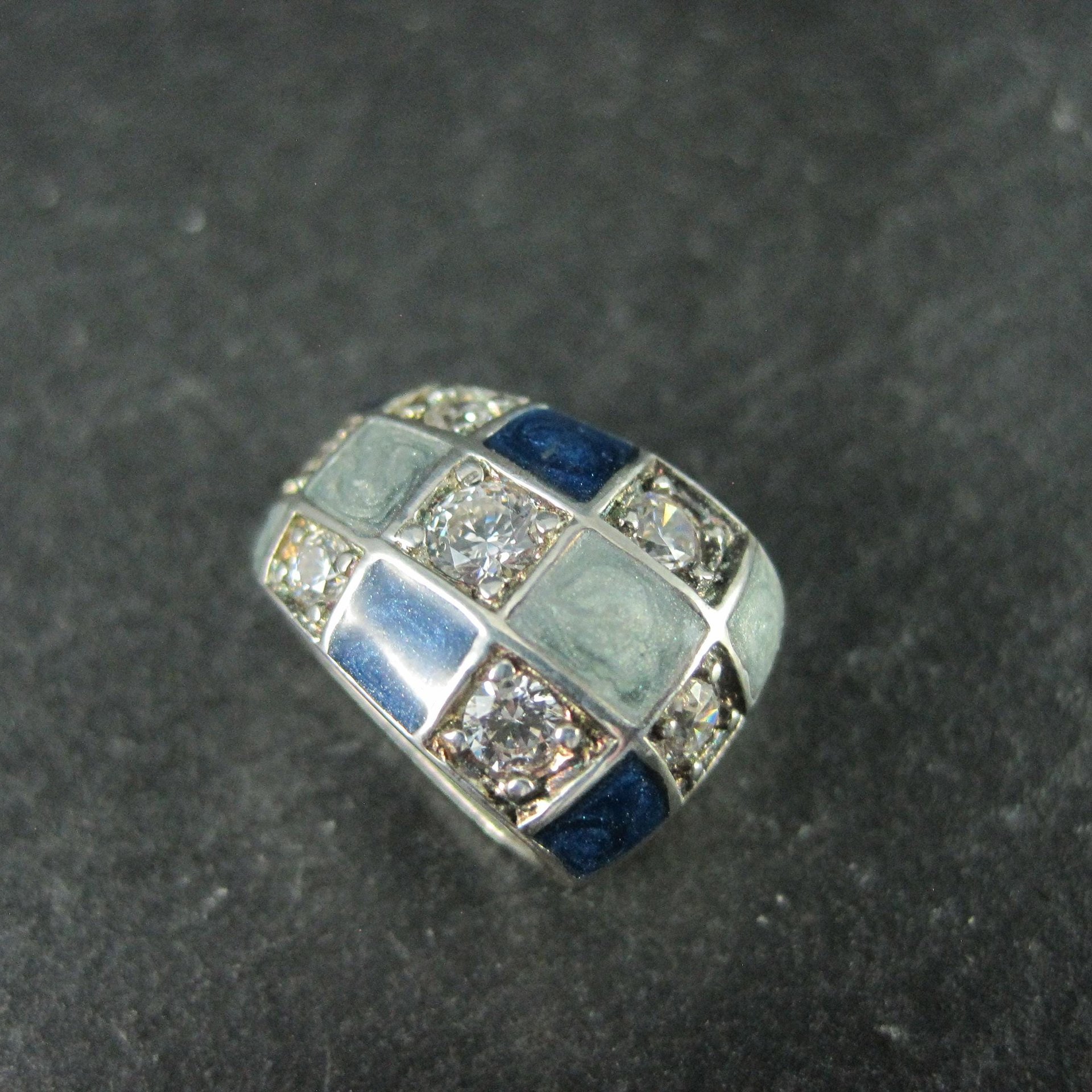 Sterling Silver Blue Enamel Diamonique Slider Pendant Ross Simons
