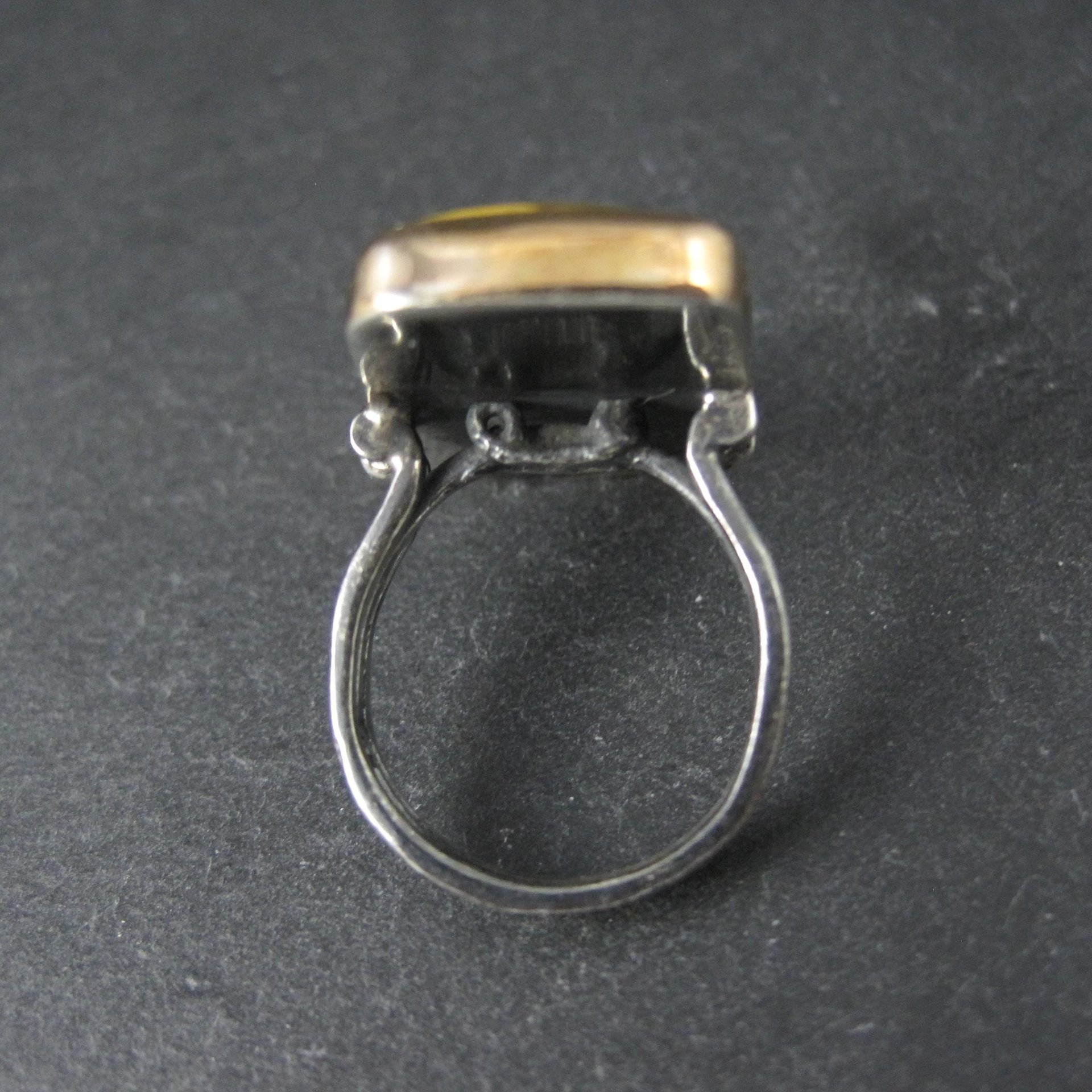 Large Vintage Sterling Tigers Eye Ring Size 7.5