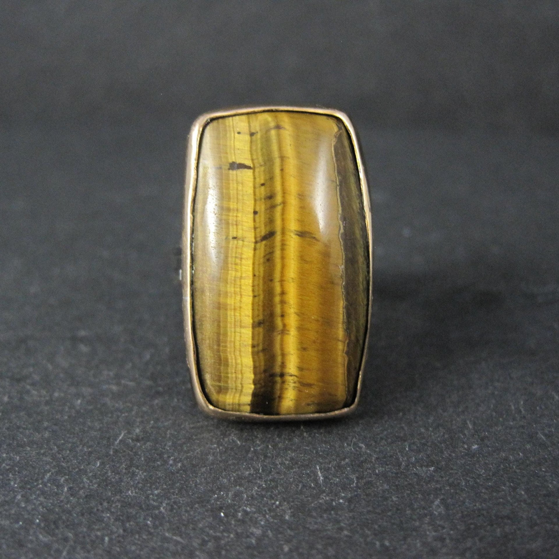 Large Vintage Sterling Tigers Eye Ring Size 7.5