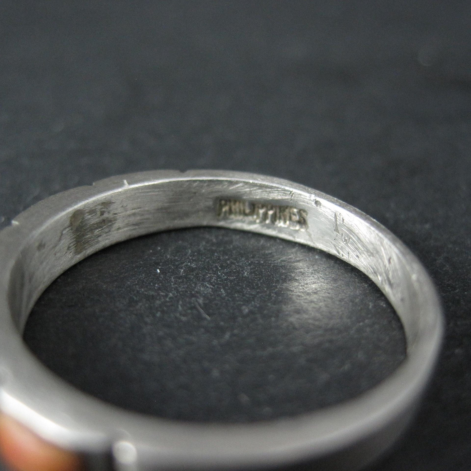Southwestern Style Gemstone Band Ring Sterling Silver Size 9
