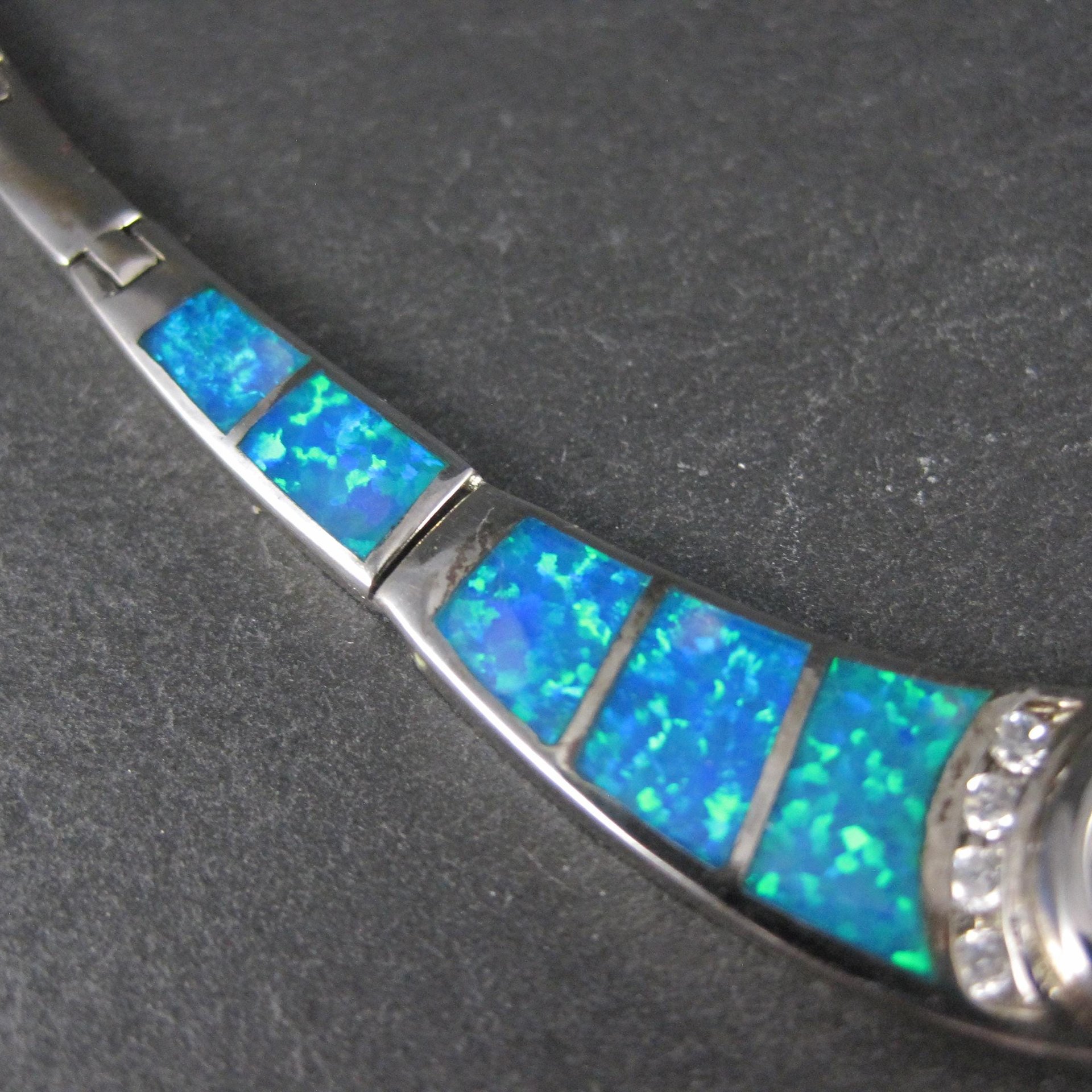 Estate Sterling Opal Inlay Amethyst Necklace
