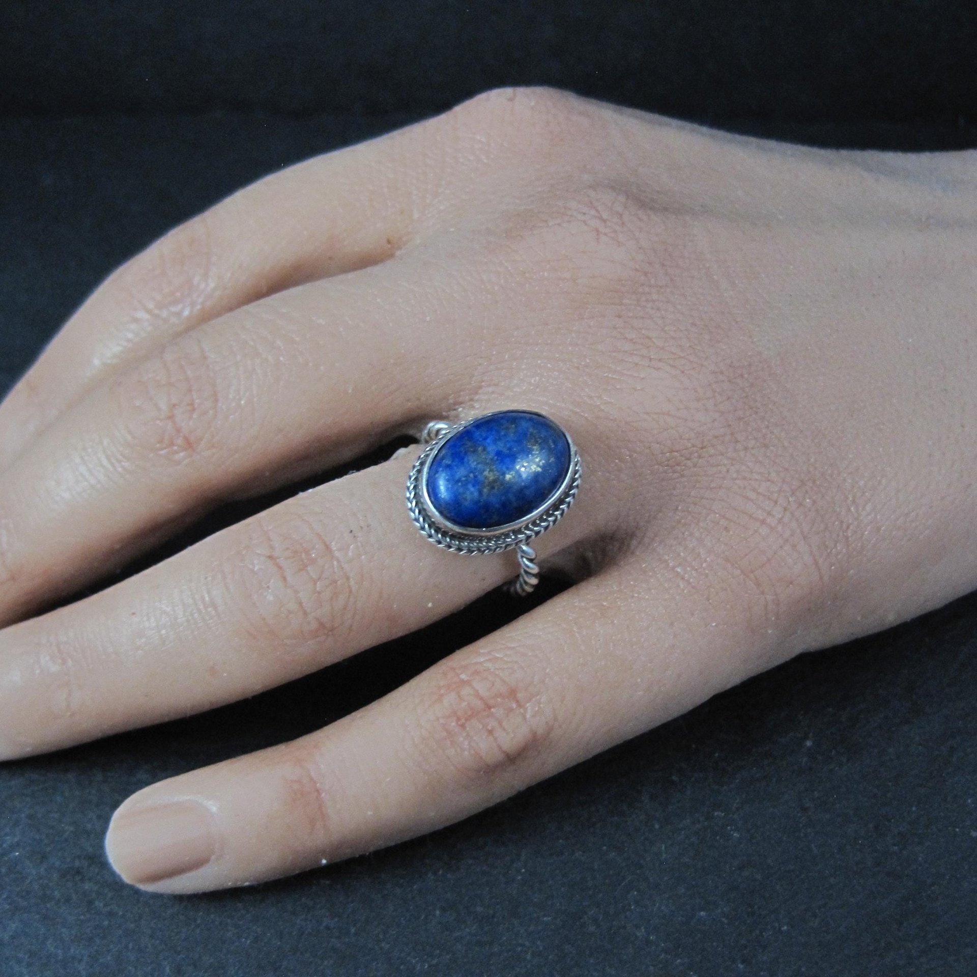 Simple Sterling Silver Lapis Lazuli Ring Size 6