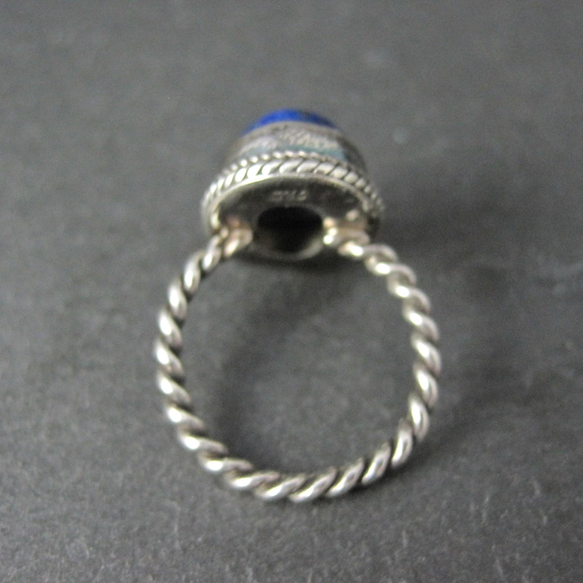 Simple Sterling Silver Lapis Lazuli Ring Size 6