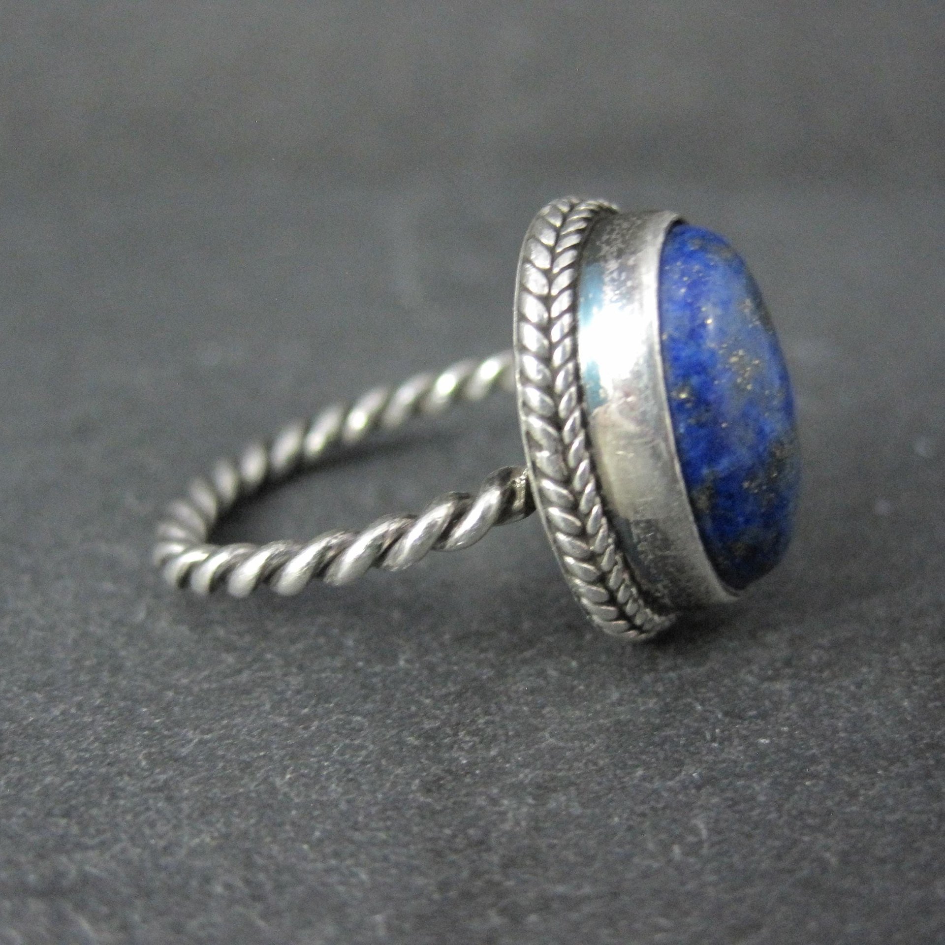 Simple Sterling Silver Lapis Lazuli Ring Size 6