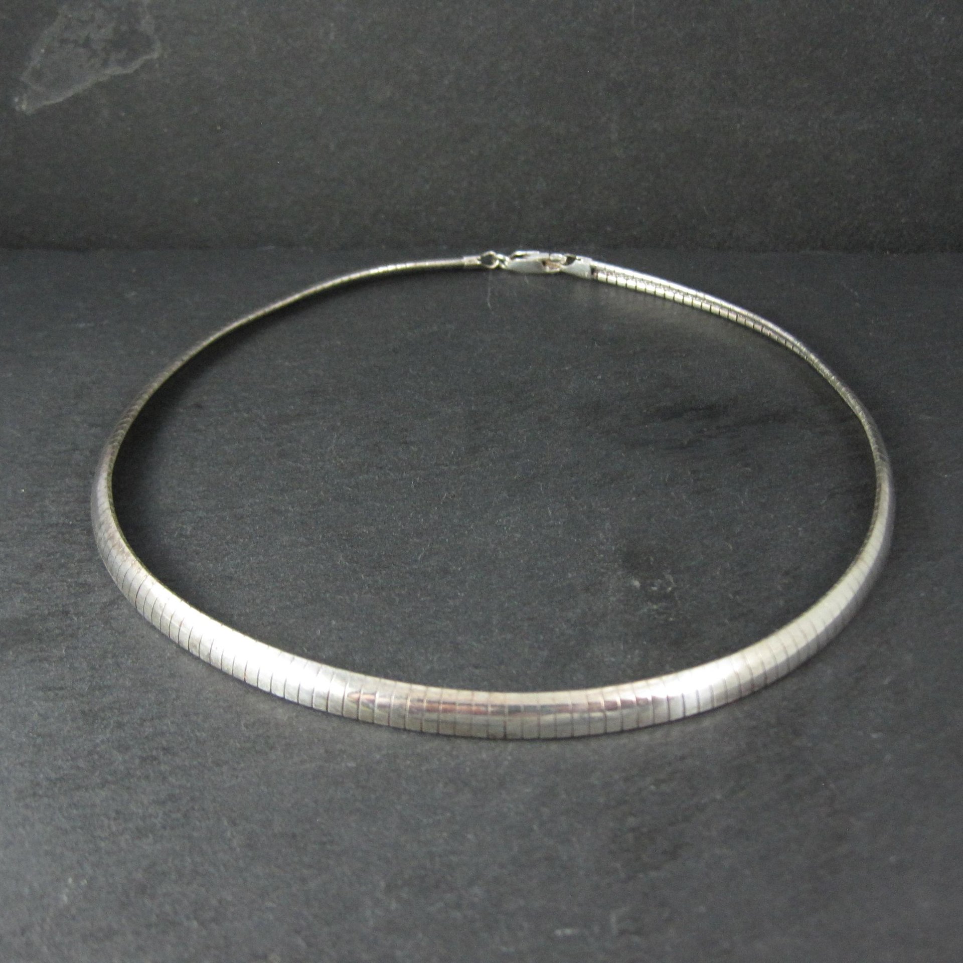 Sterling Silver 6mm Omega Chain Necklace 16" Vintage Italian