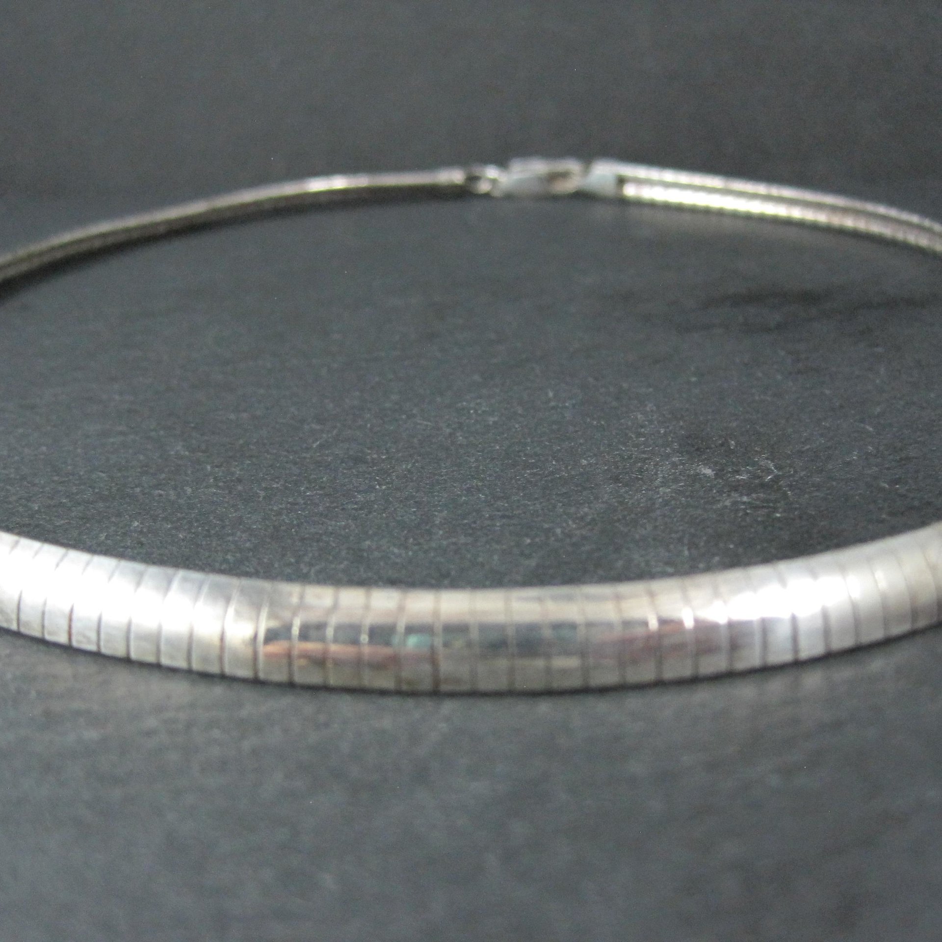 Sterling Silver 6mm Omega Chain Necklace 16" Vintage Italian