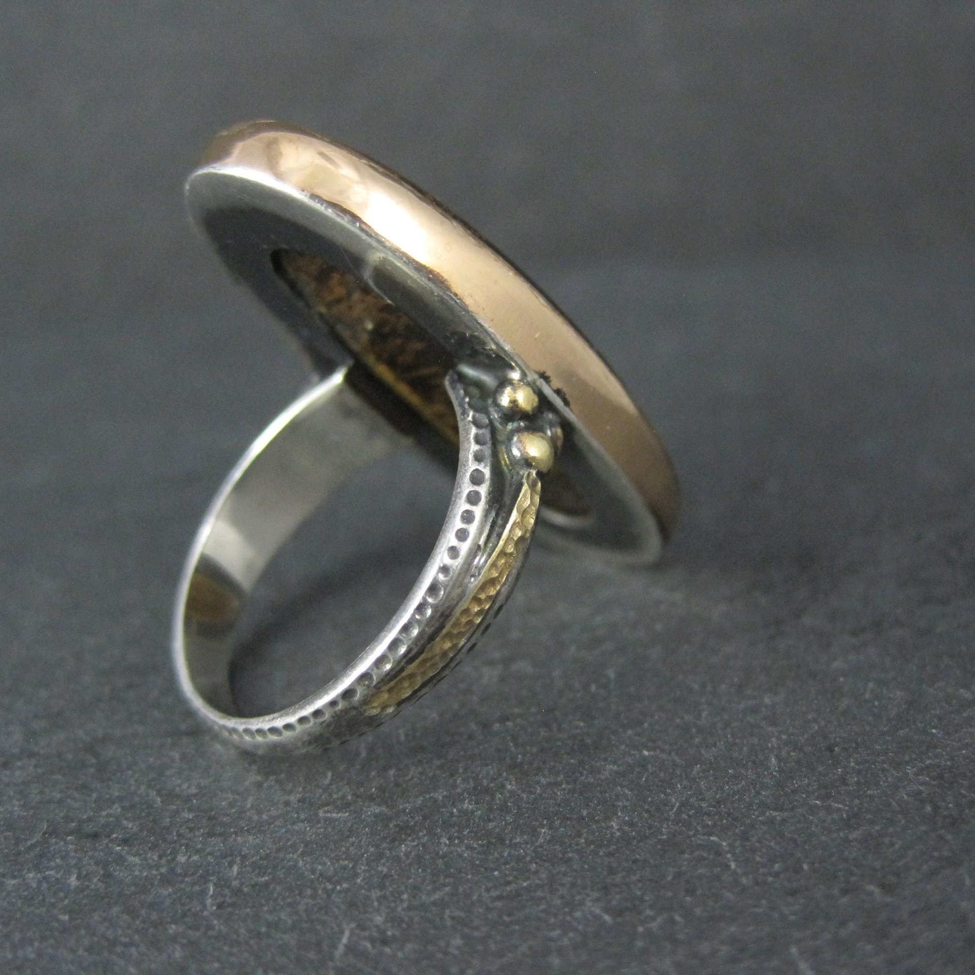 Large Oval Tigers Eye Ring Size 8 Sterling Silver