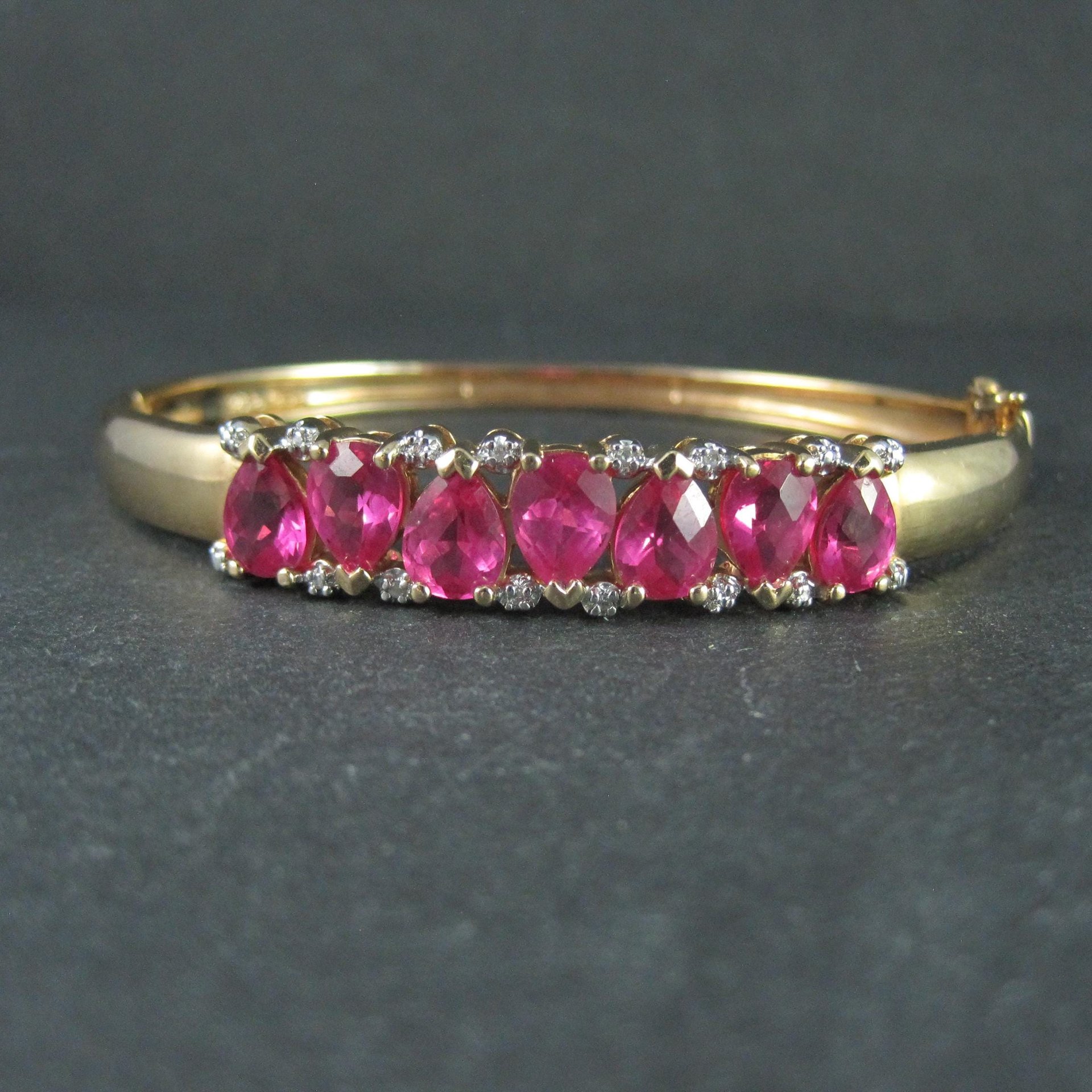 Rare Ross Simons Vermeil Sterling Pink Sapphire Bangle Bracelet