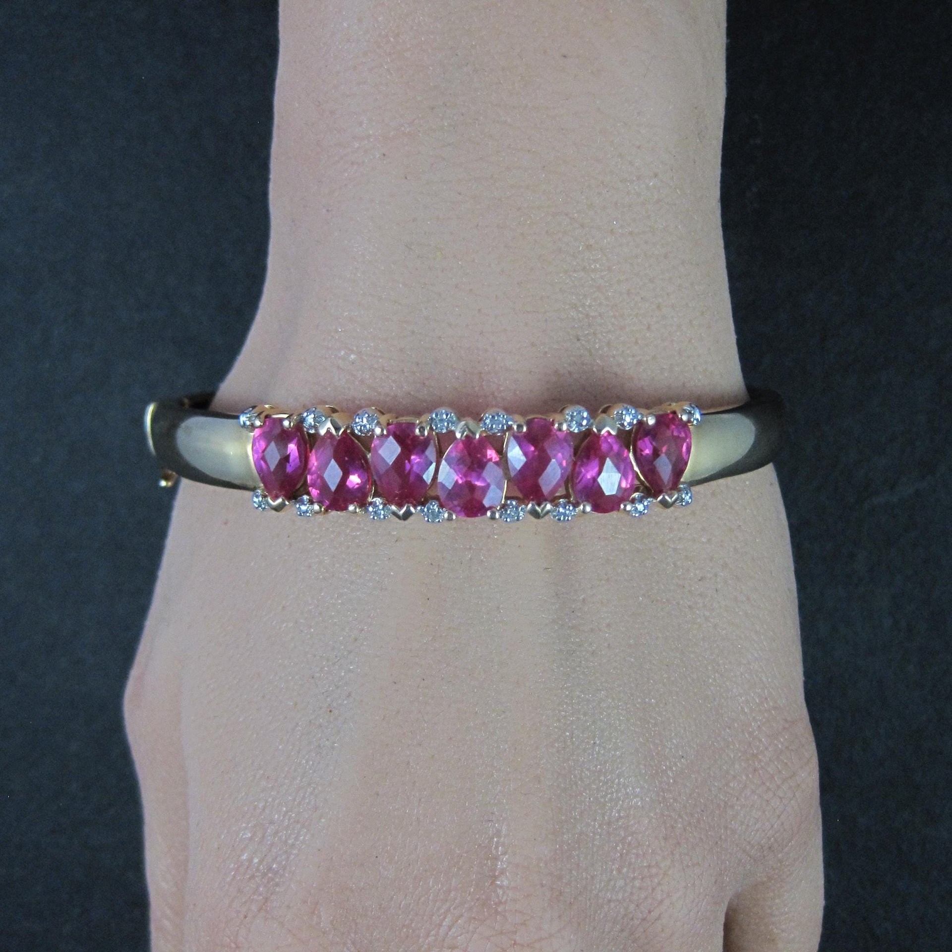 Rare Ross Simons Vermeil Sterling Pink Sapphire Bangle Bracelet