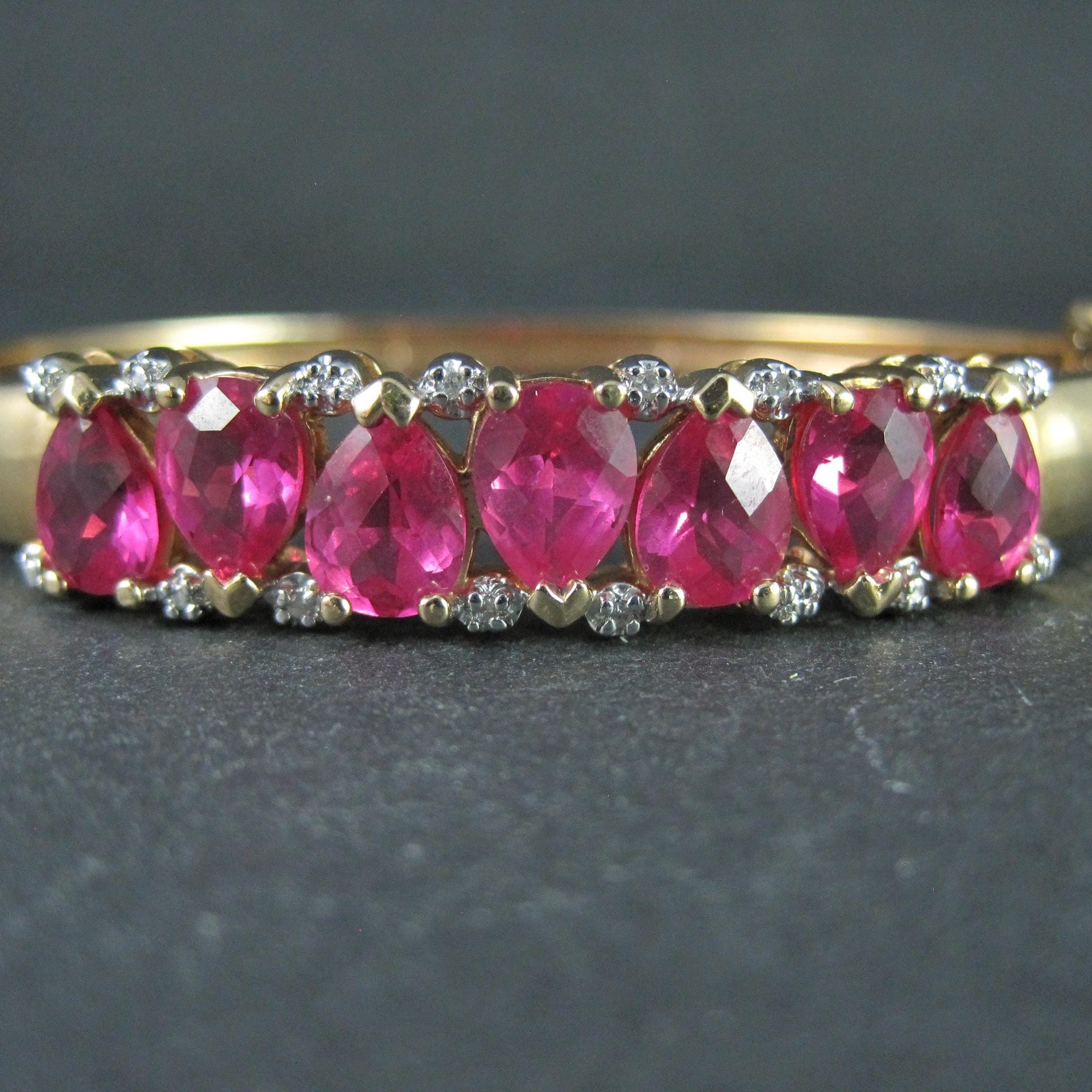 Rare Ross Simons Vermeil Sterling Pink Sapphire Bangle Bracelet