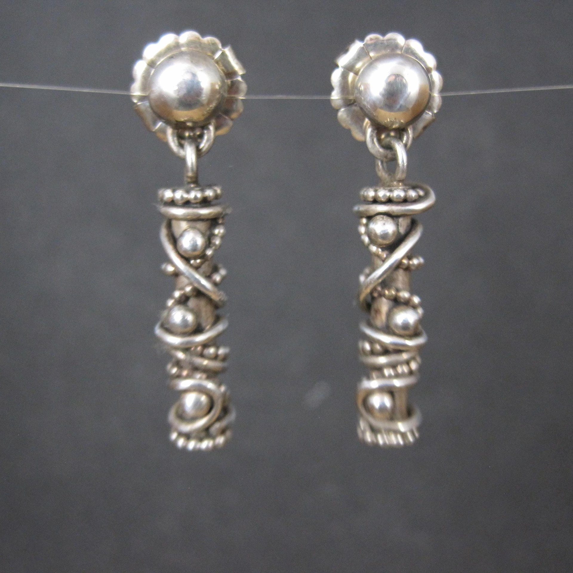 Southwestern Sterling Silver Twisted Wire Earrings Mod Contemporary