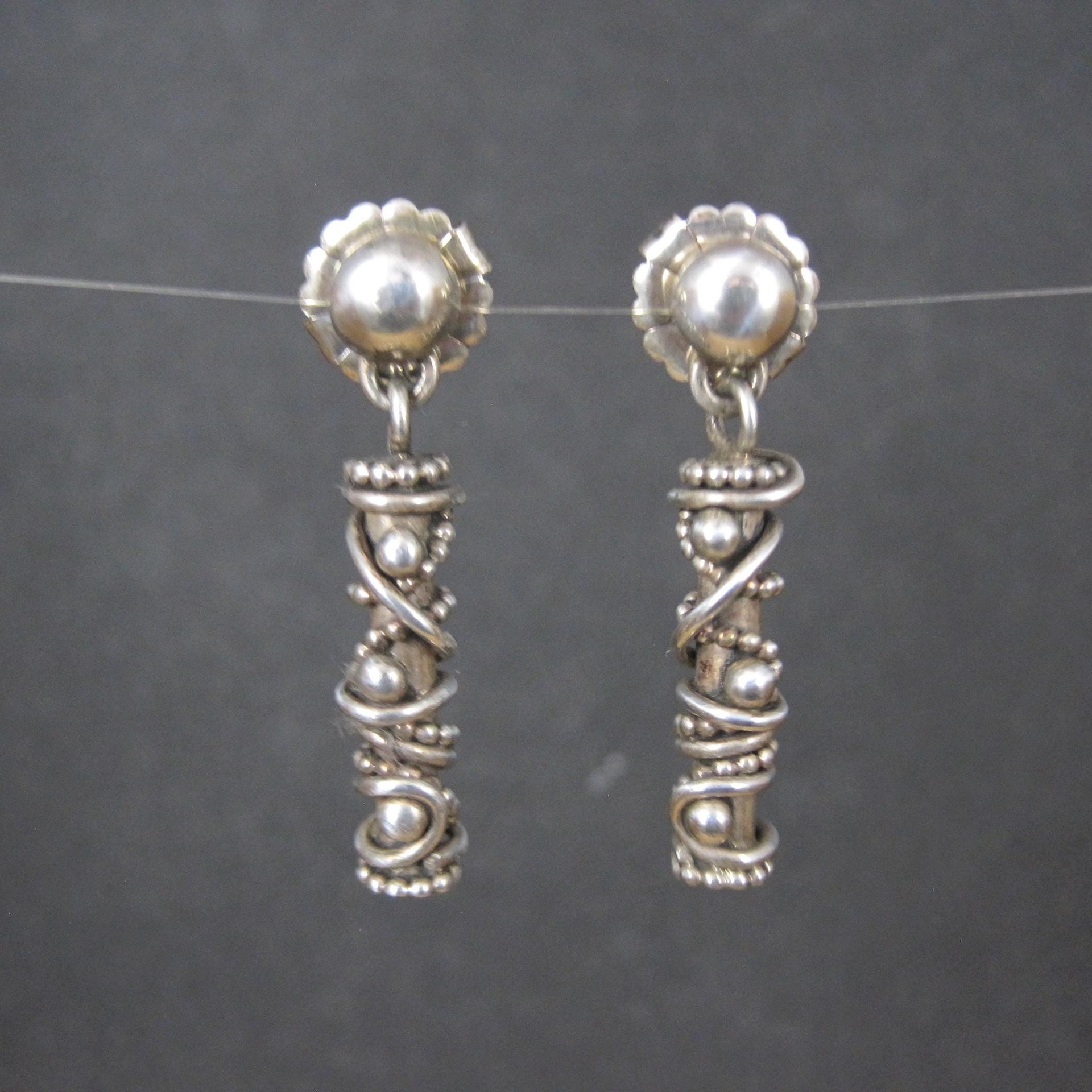 Southwestern Sterling Silver Twisted Wire Earrings Mod Contemporary