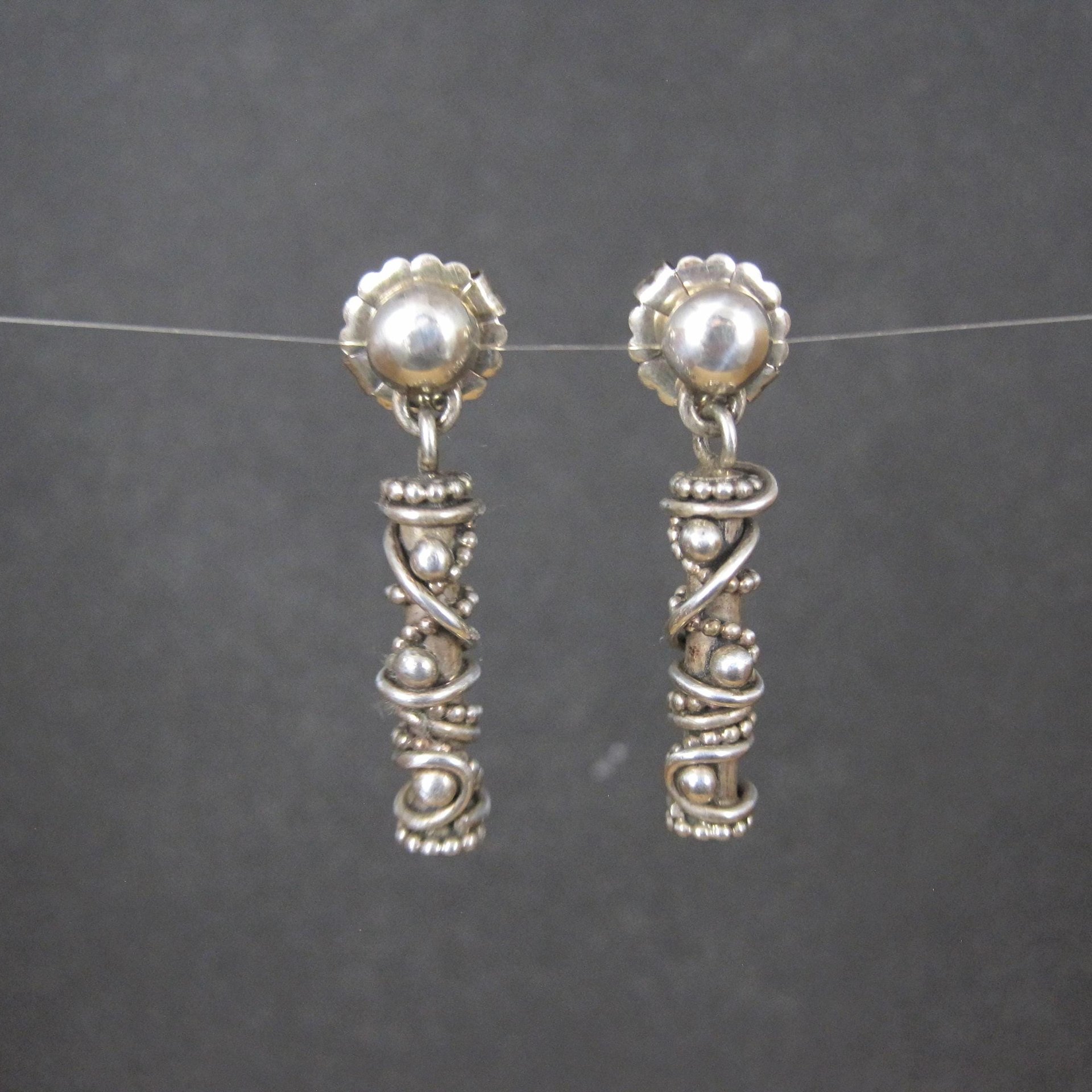 Southwestern Sterling Silver Twisted Wire Earrings Mod Contemporary