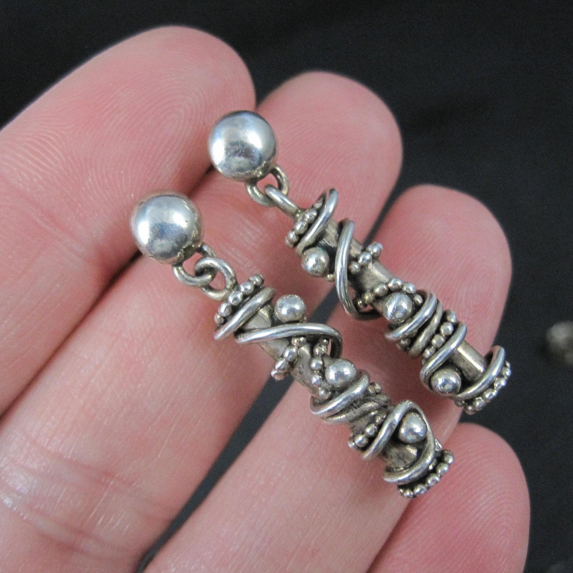Southwestern Sterling Silver Twisted Wire Earrings Mod Contemporary