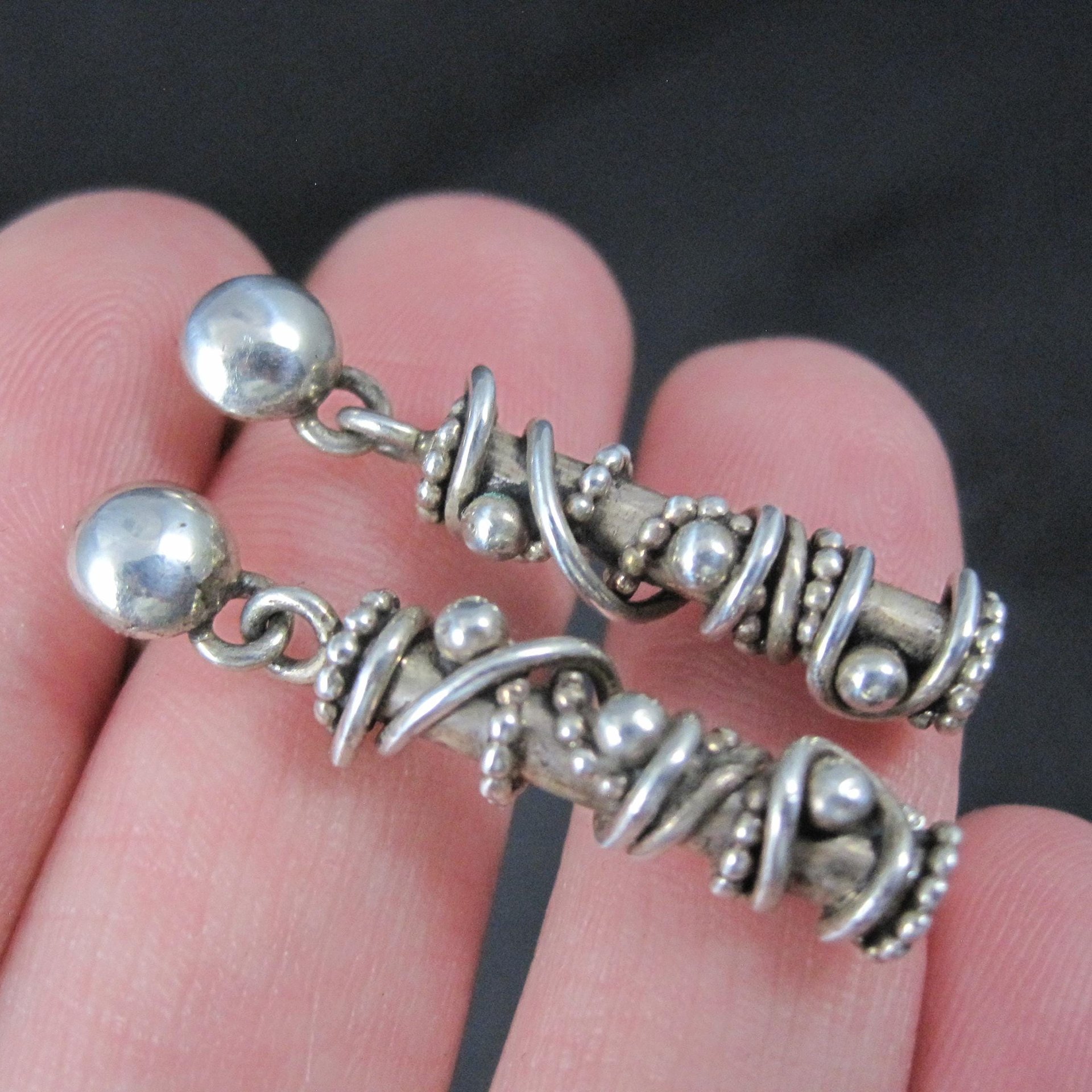 Southwestern Sterling Silver Twisted Wire Earrings Mod Contemporary
