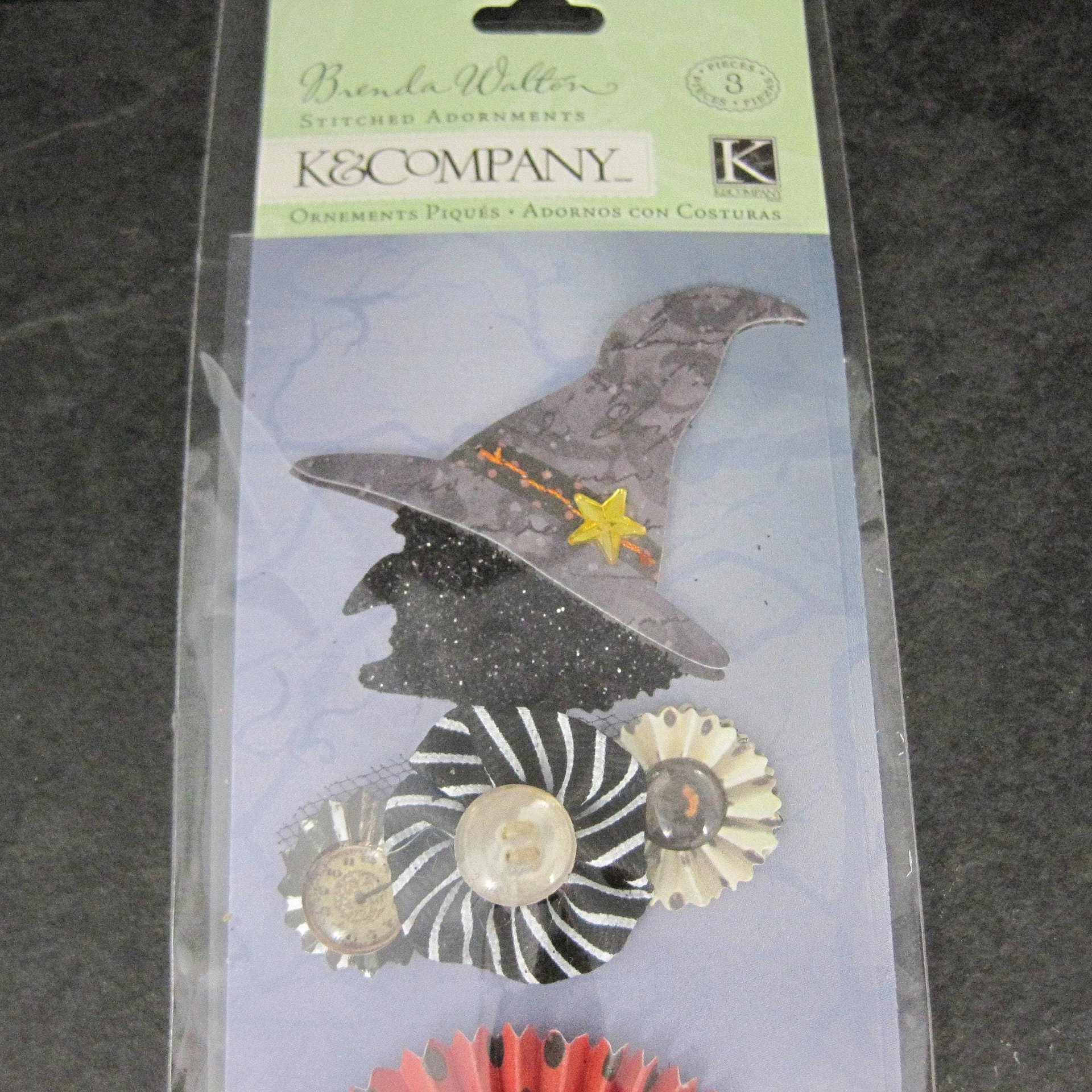 K & Company Halloween Scrapbook Stickers Brenda Walton Haunted Stitched Adornments