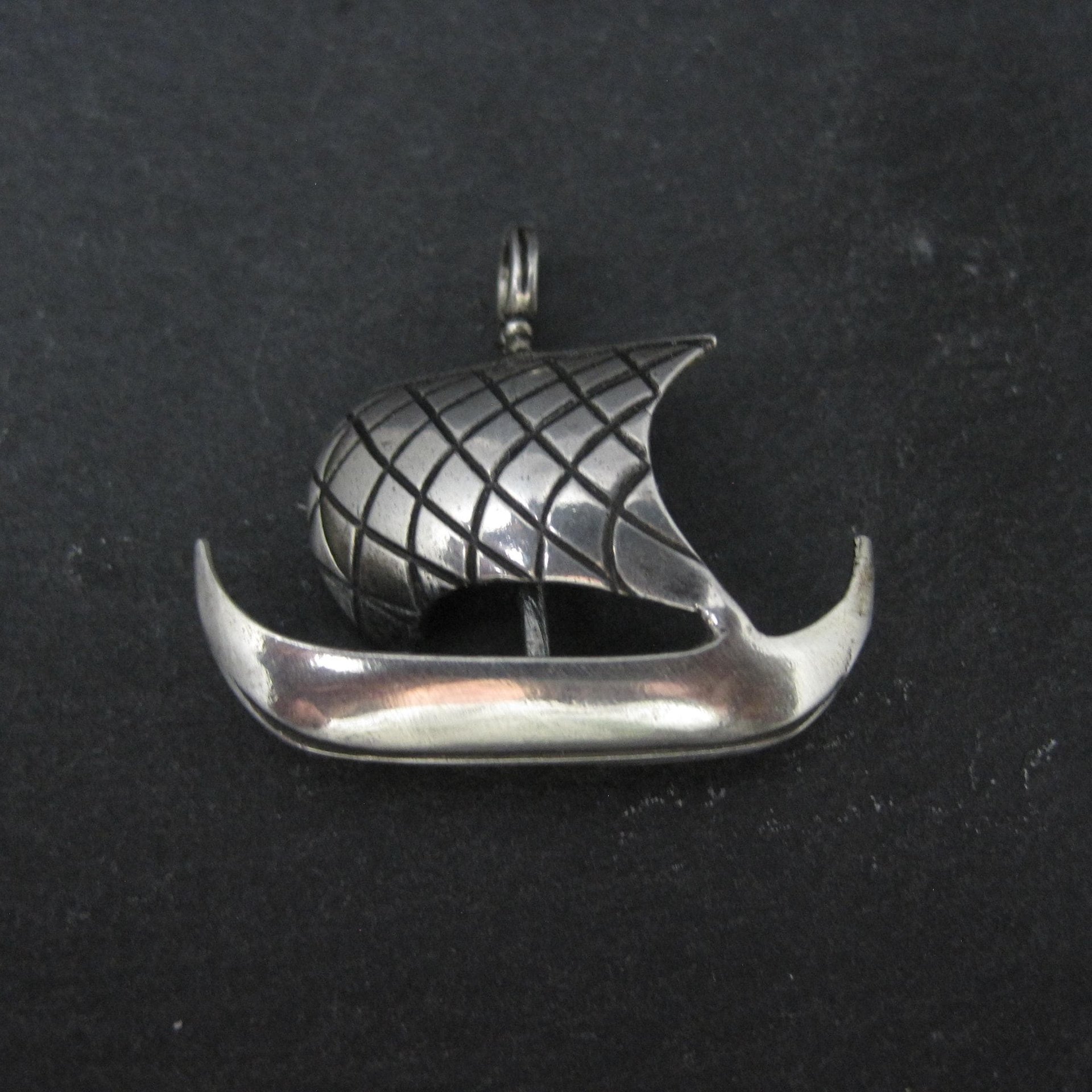 Vintage Sterling Silver Viking Ship Pendant