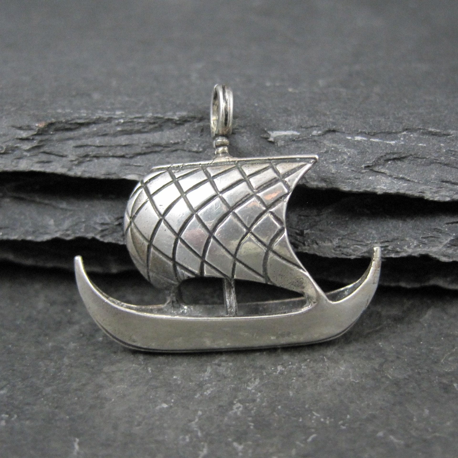 Vintage Sterling Silver Viking Ship Pendant