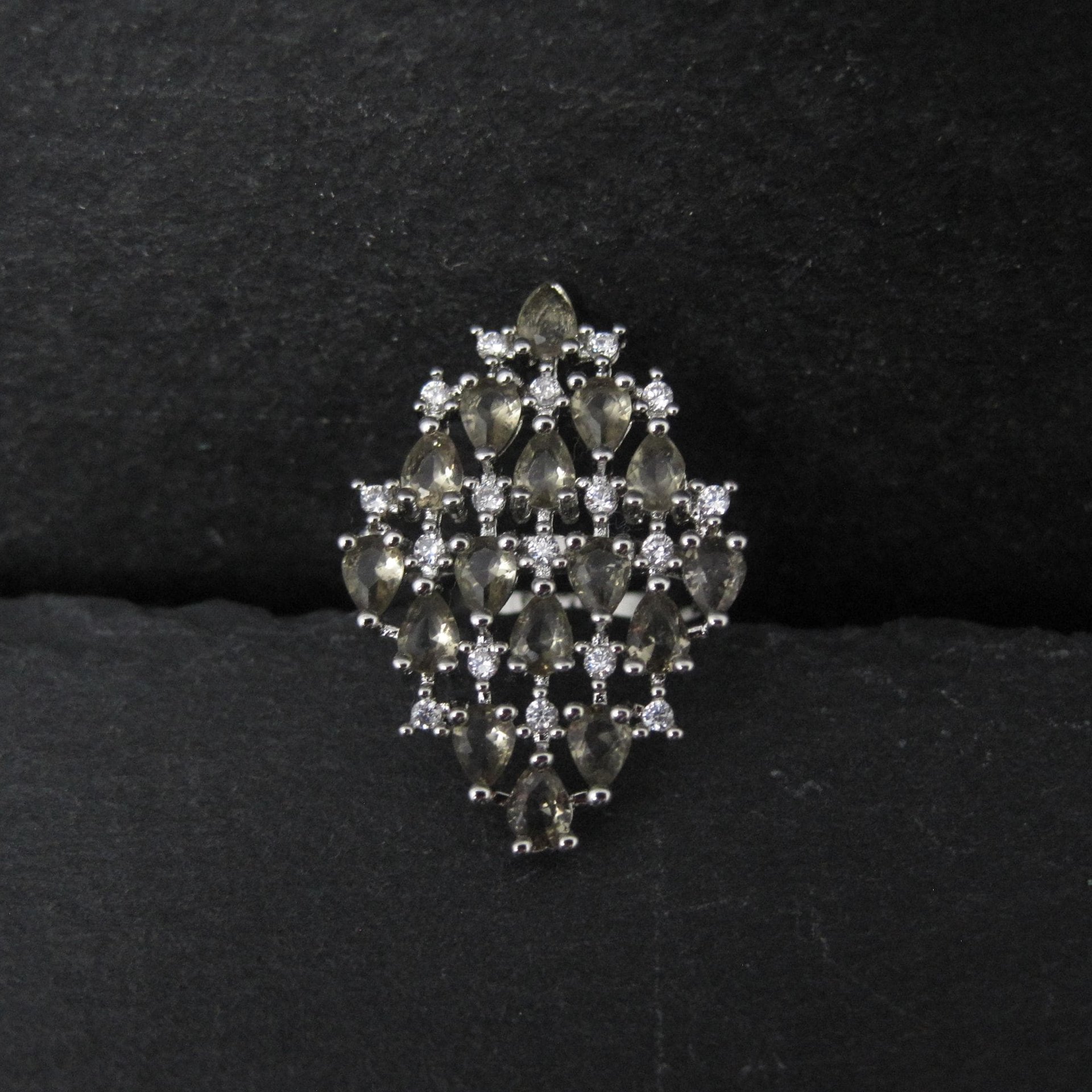 Estate Sterling Silver Smoky Cz Cocktail Ring Size 6