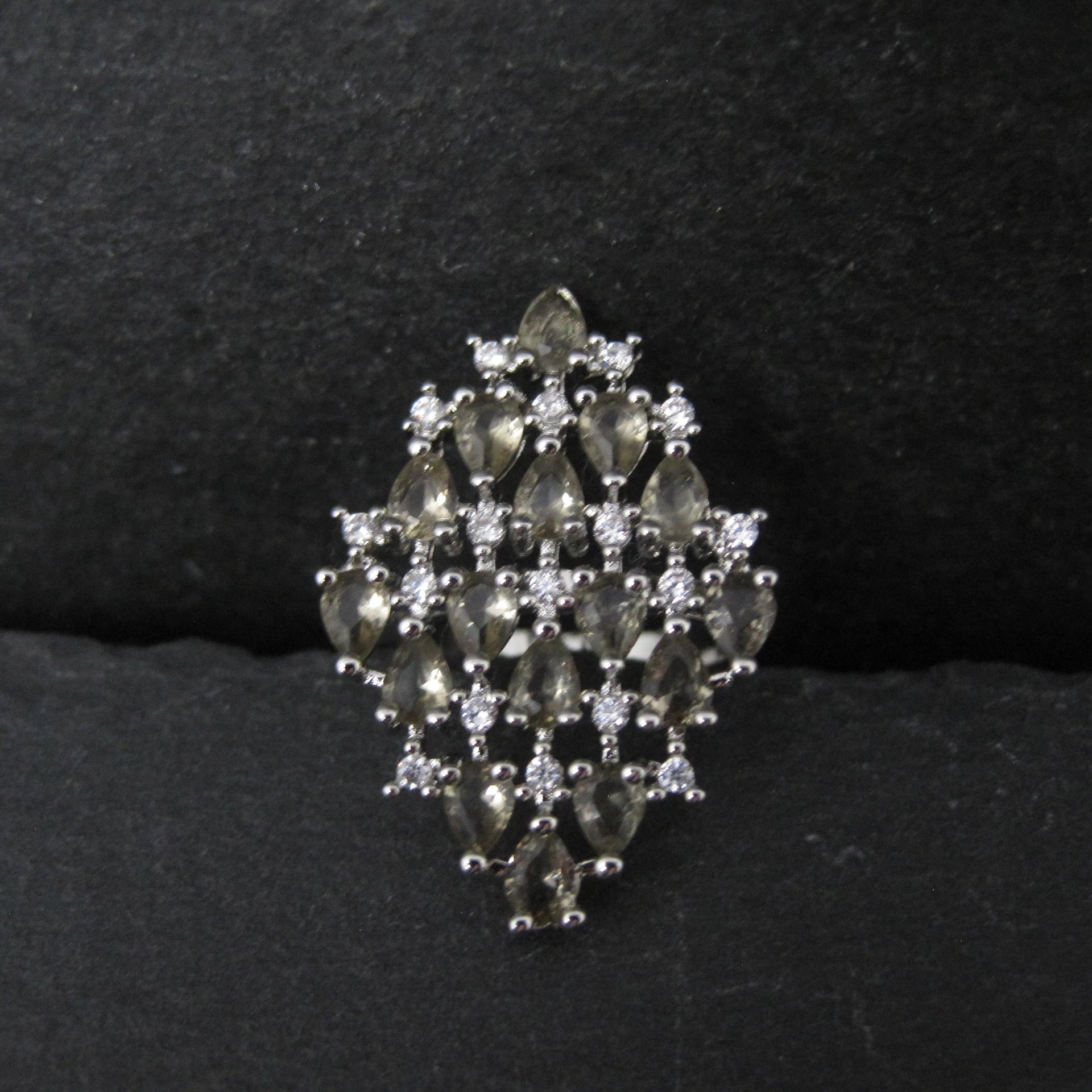 Estate Sterling Silver Smoky Cz Cocktail Ring Size 6