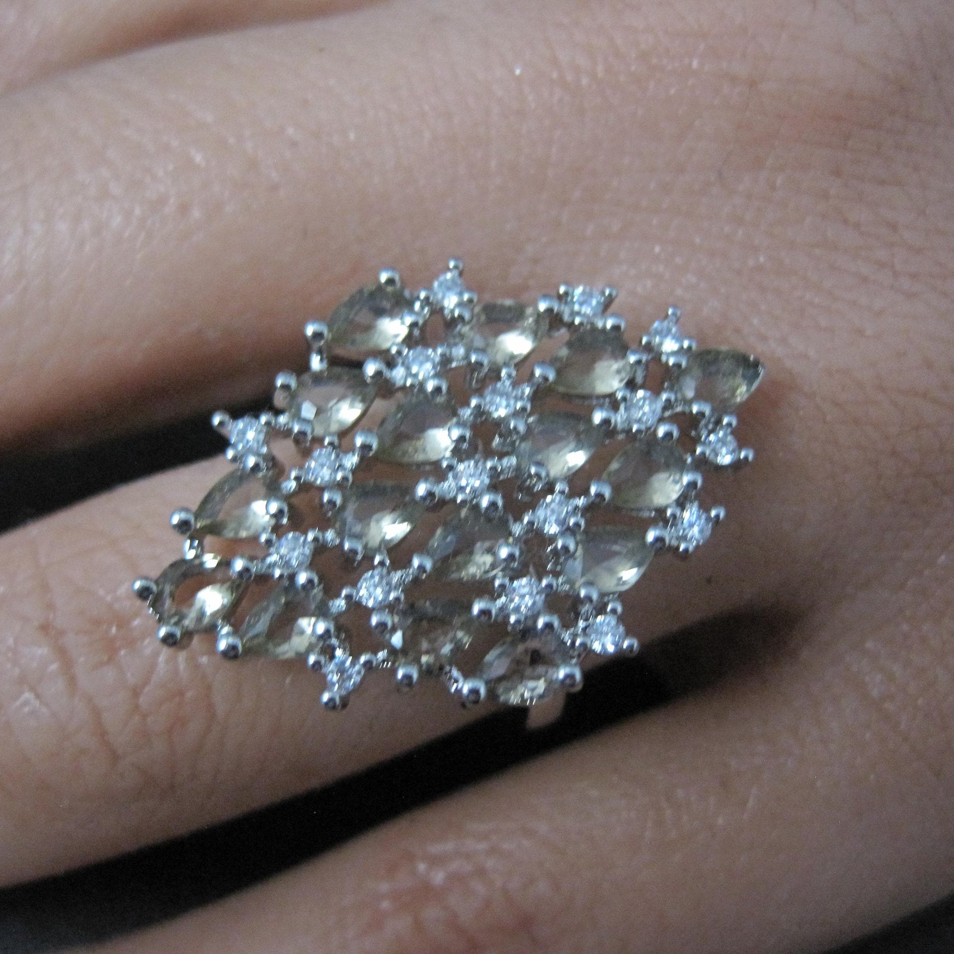 Estate Sterling Silver Smoky Cz Cocktail Ring Size 6