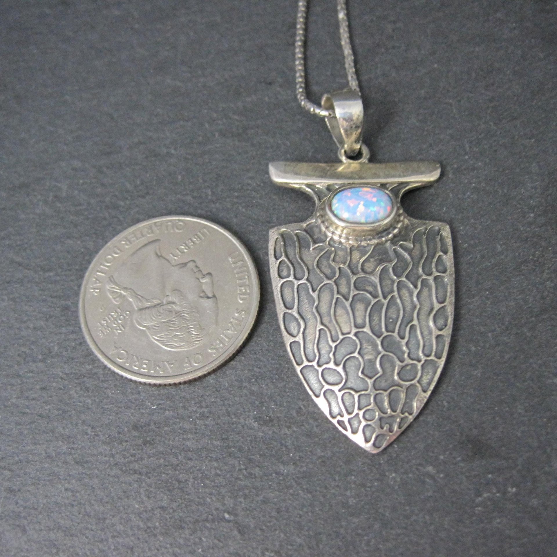Sterling Arrowhead Opal Pendant Necklace