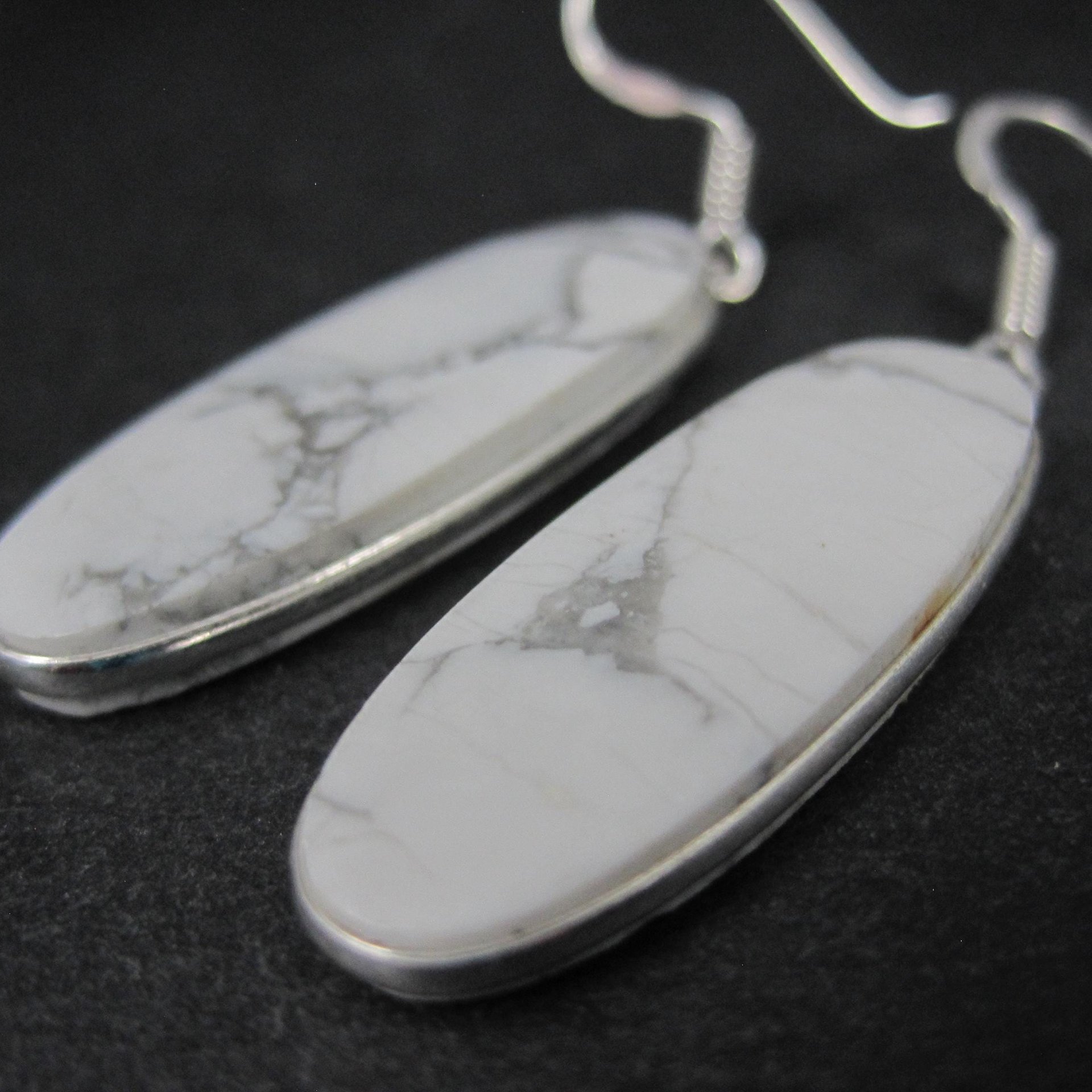 Simple Howlite Earrings Sterling Silver