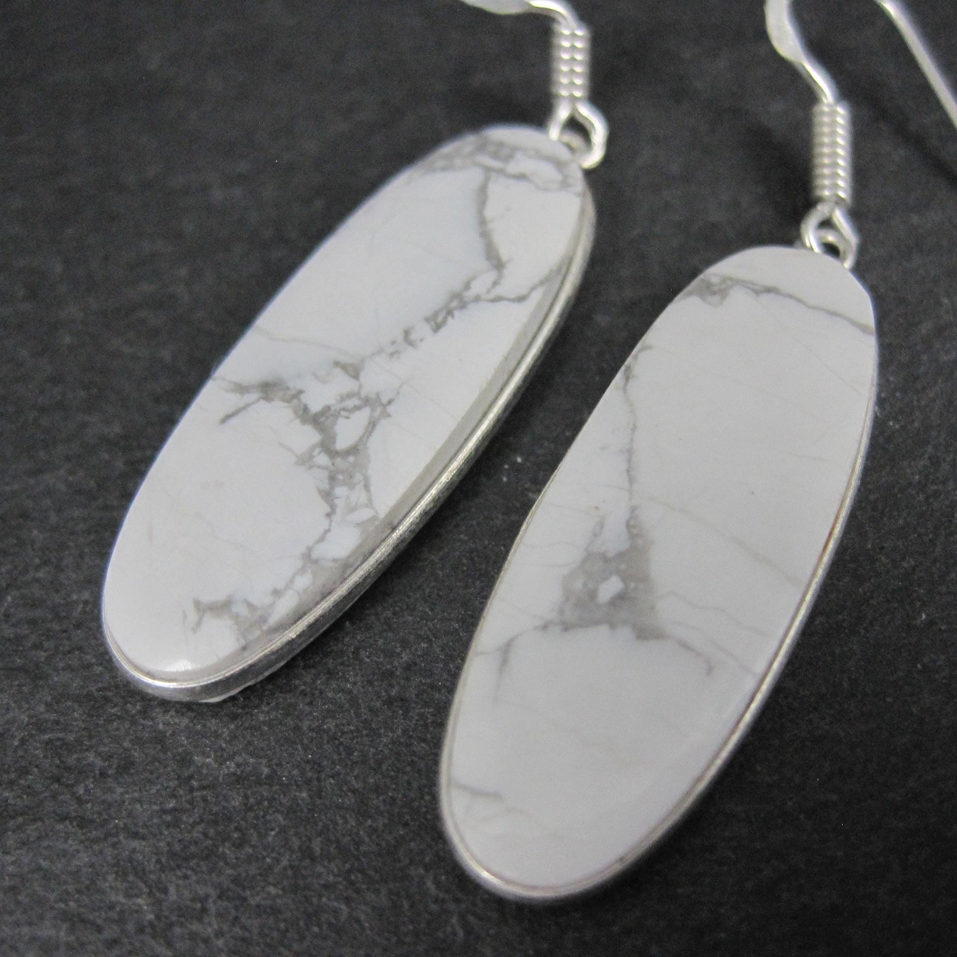 Simple Howlite Earrings Sterling Silver
