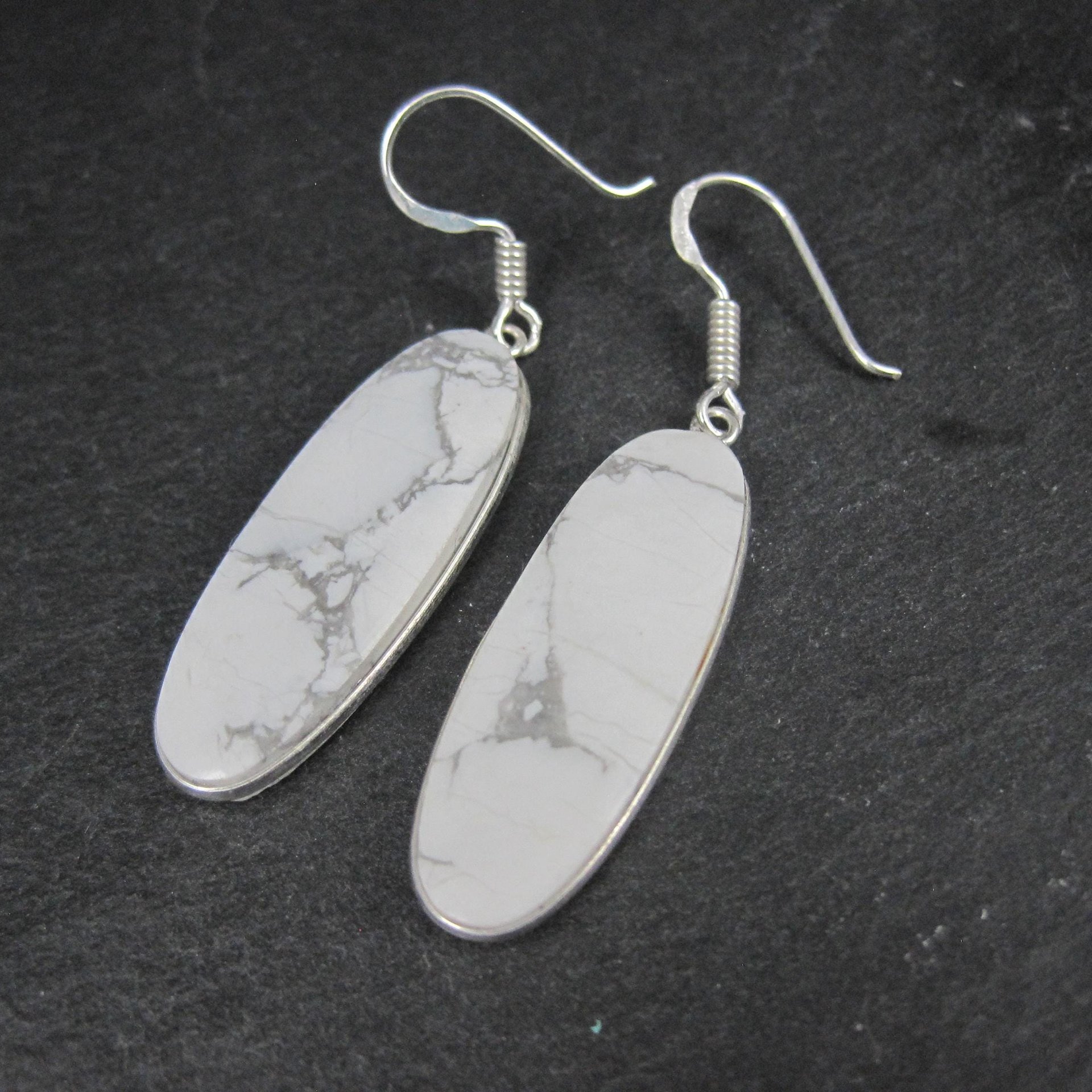 Simple Howlite Earrings Sterling Silver