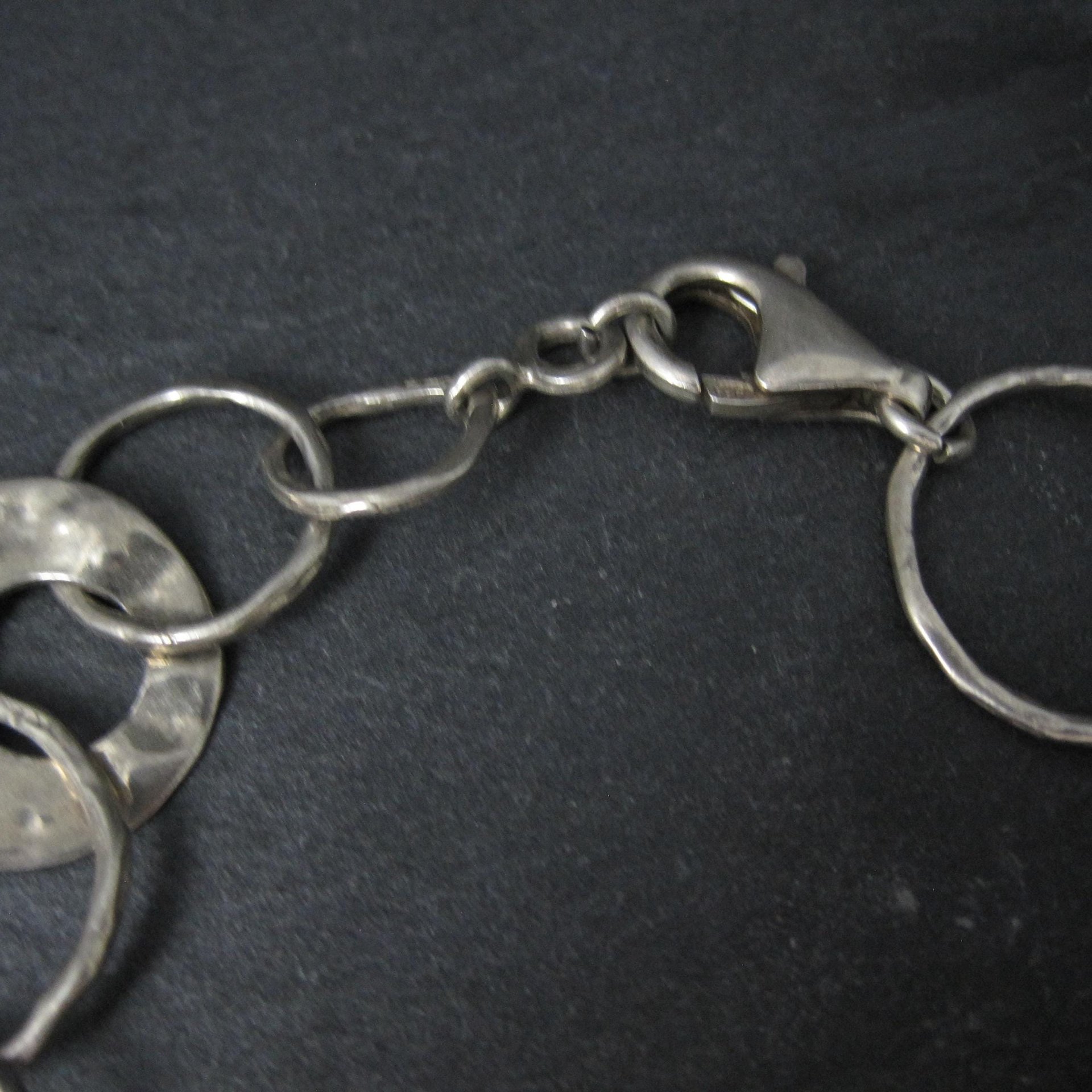 Vintage Hammered Circle Bracelet Sterling Silver 7.75"