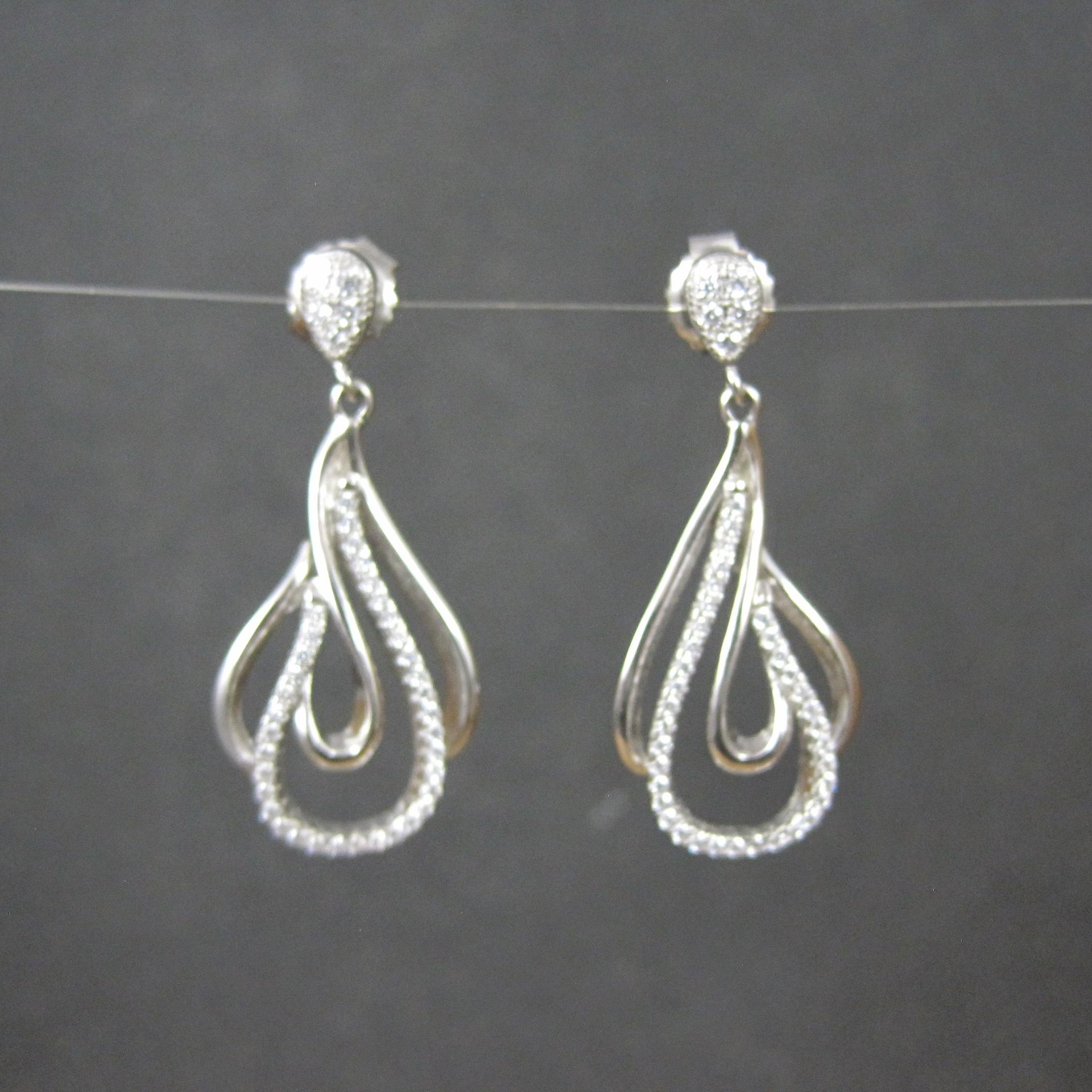 Sterling Silver Cubic Zirconia Earrings New Old Stock